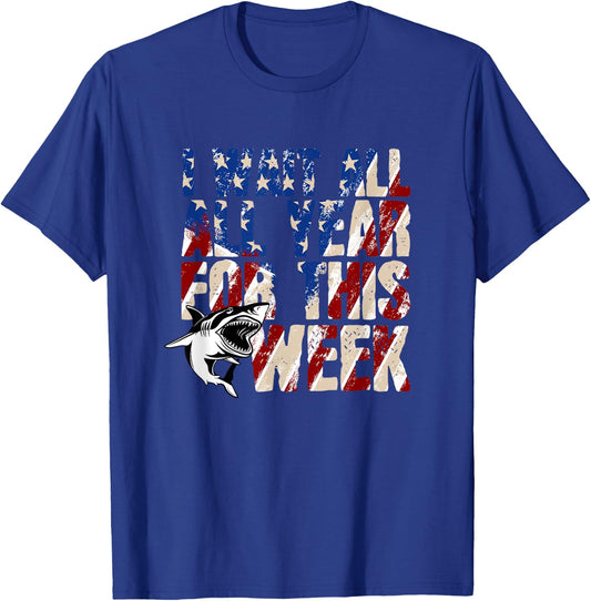 I Wait All Year For This Week Shark T-Shirt - T-Shirt | Royal
