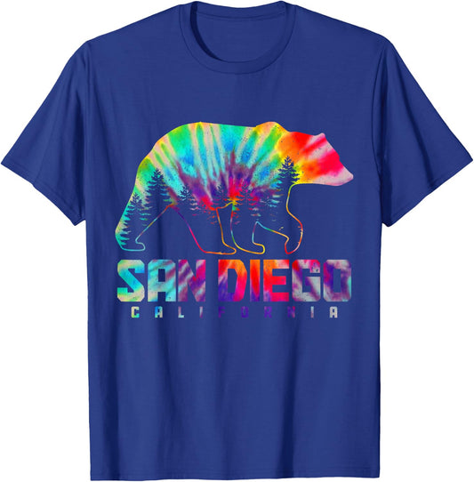San Diego California Tie Dye Bear Pride Outdoor Vintage T-Shirt - T-Shirt | Royal