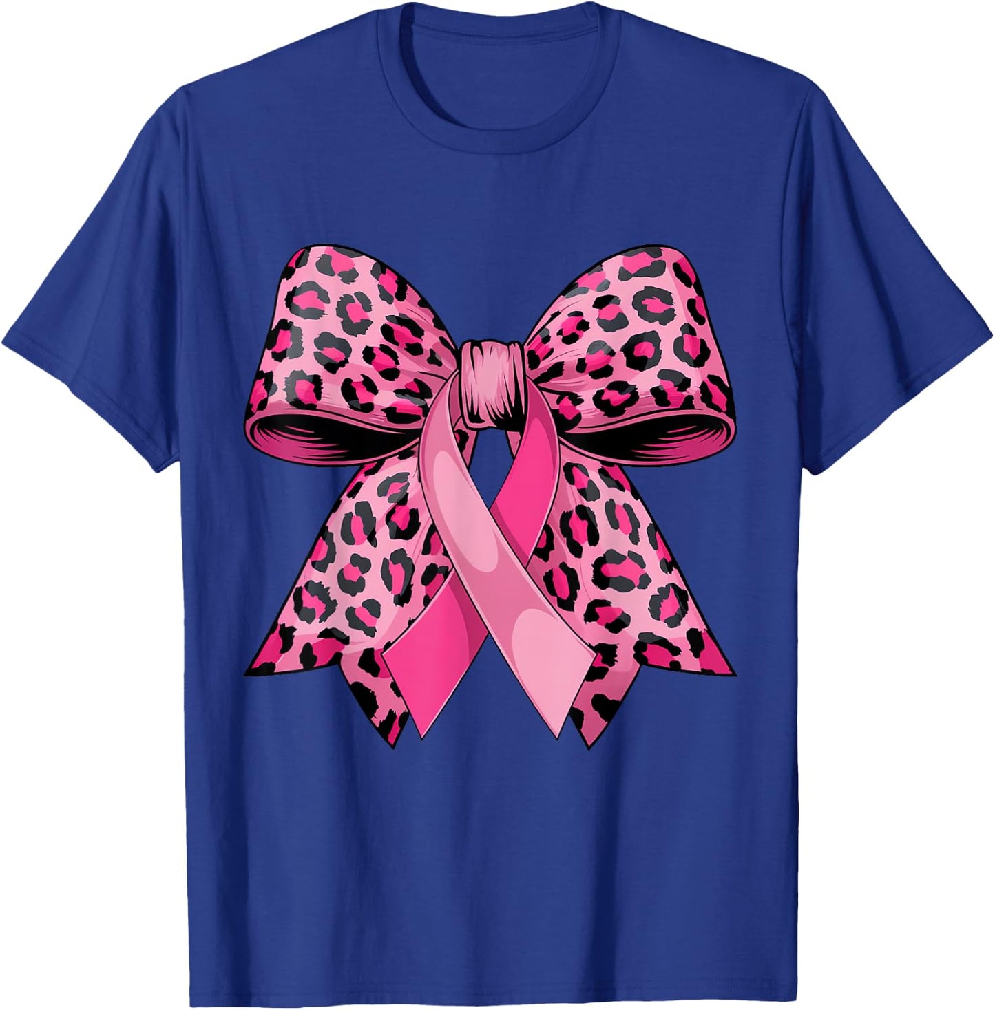 In October We Wear Pink Cheer Bow Breast Cancer Coquette Bow T-Shirt - T-Shirt | Royal