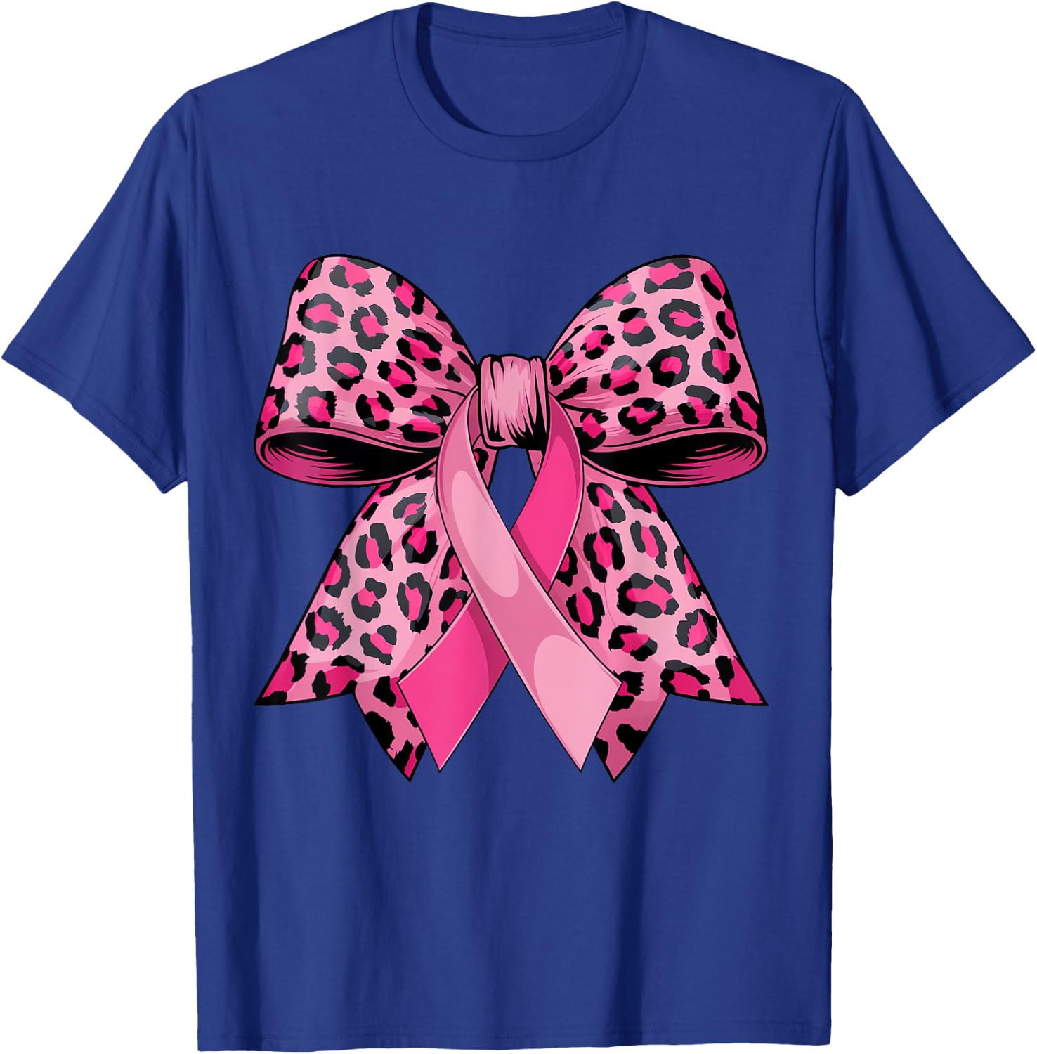 In October We Wear Pink Cheer Bow Breast Cancer Coquette Bow T-Shirt - T-Shirt | Royal