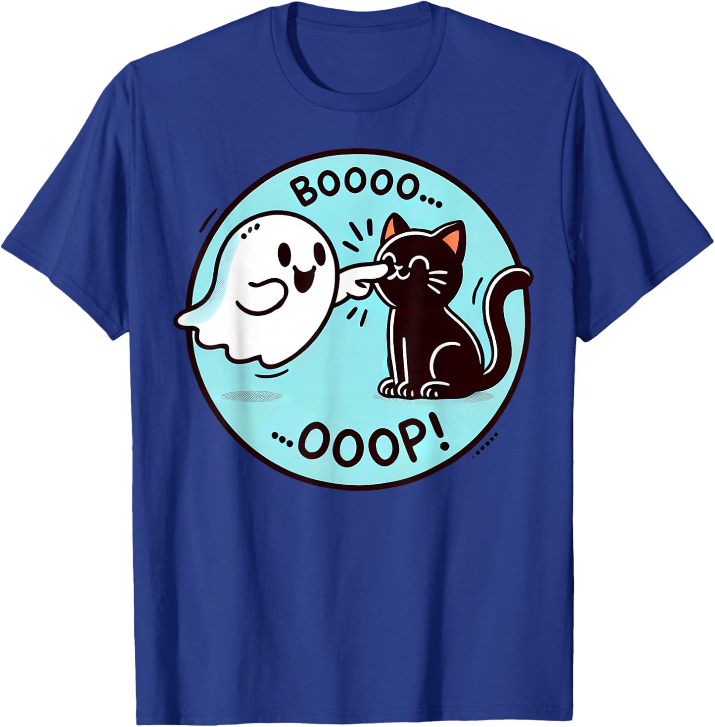Funny Halloween Ghost Black Cat Boop Easy Lazy Costume T-Shirt - T-Shirt | Royal