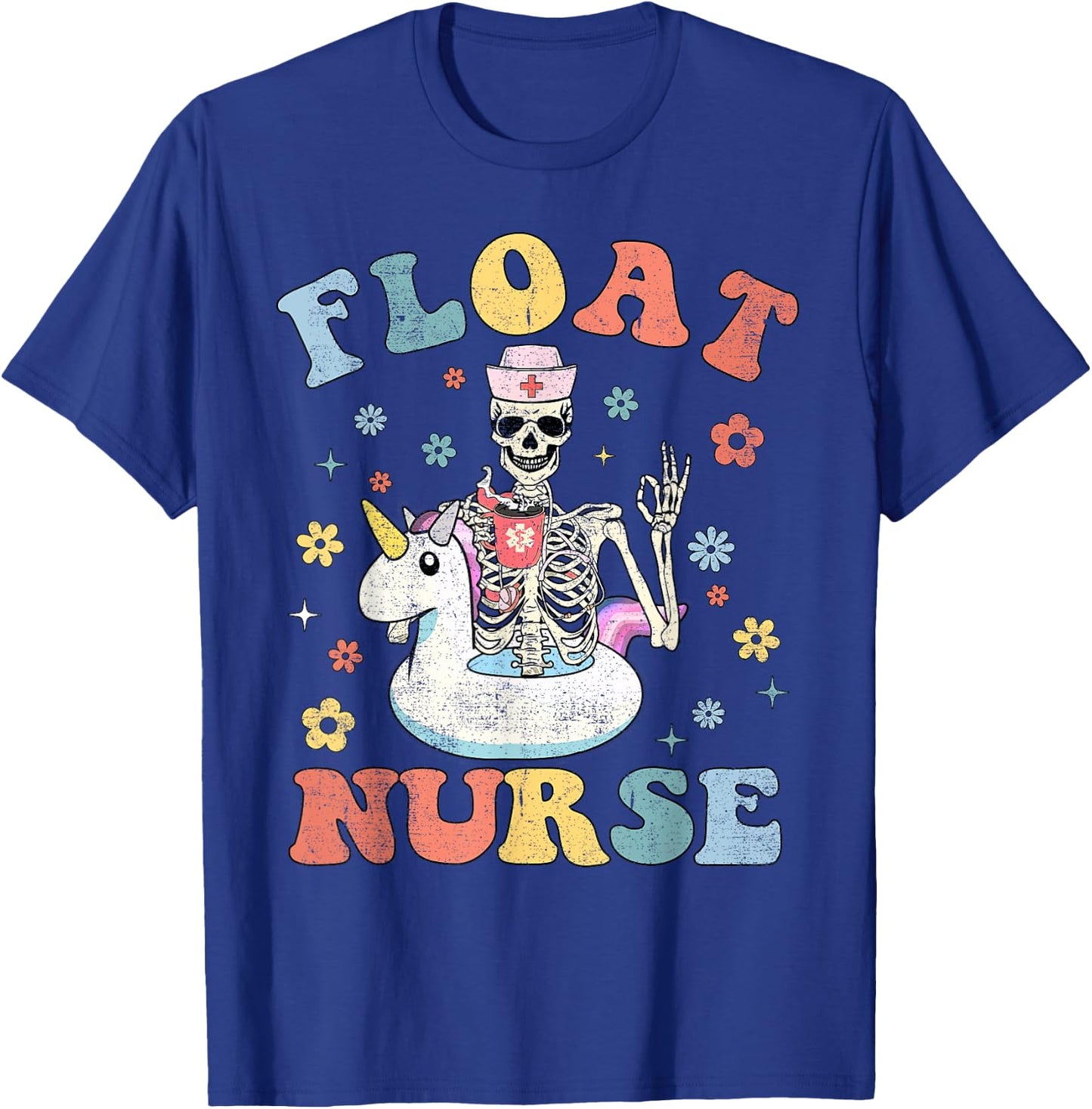 Funny Cute Float Pool Nurse Nursing Squad Crew T-Shirt - T-Shirt | Royal