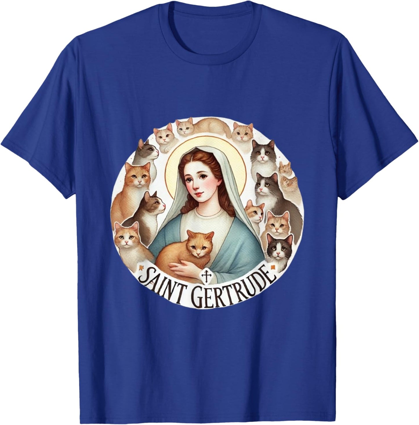 Saint Gertrude patron of cats love cats catholic saint kitty T-Shirt - T-Shirt | Royal