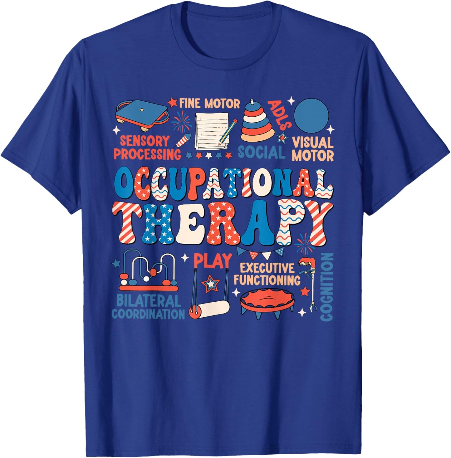 Retro Groovy Occupational Therapy OT Therapist 4th Of July Men T-Shirt - T-Shirt | Royal