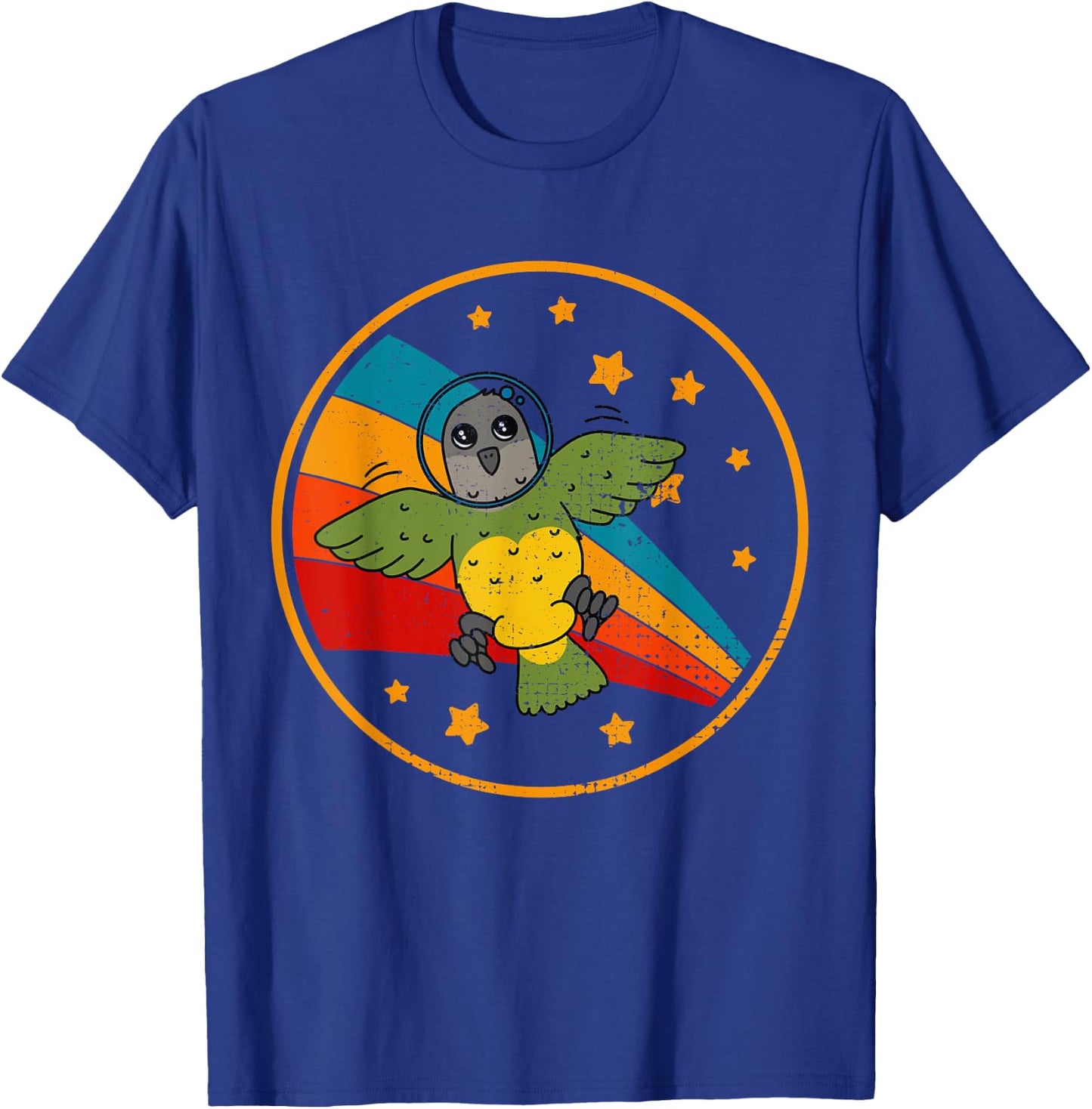 Cute Vintage Senegal Parrot Retro White Parrot In Space T-Shirt - T-Shirt | Royal
