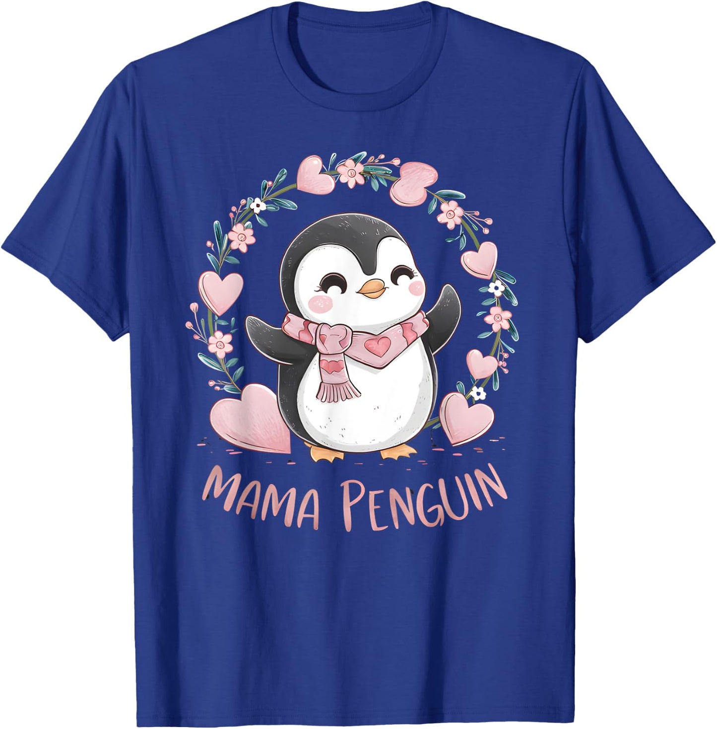 Penguin Mama Flightless Bird Lover Mother's Day Mommy Mom T-Shirt - T-Shirt | Royal