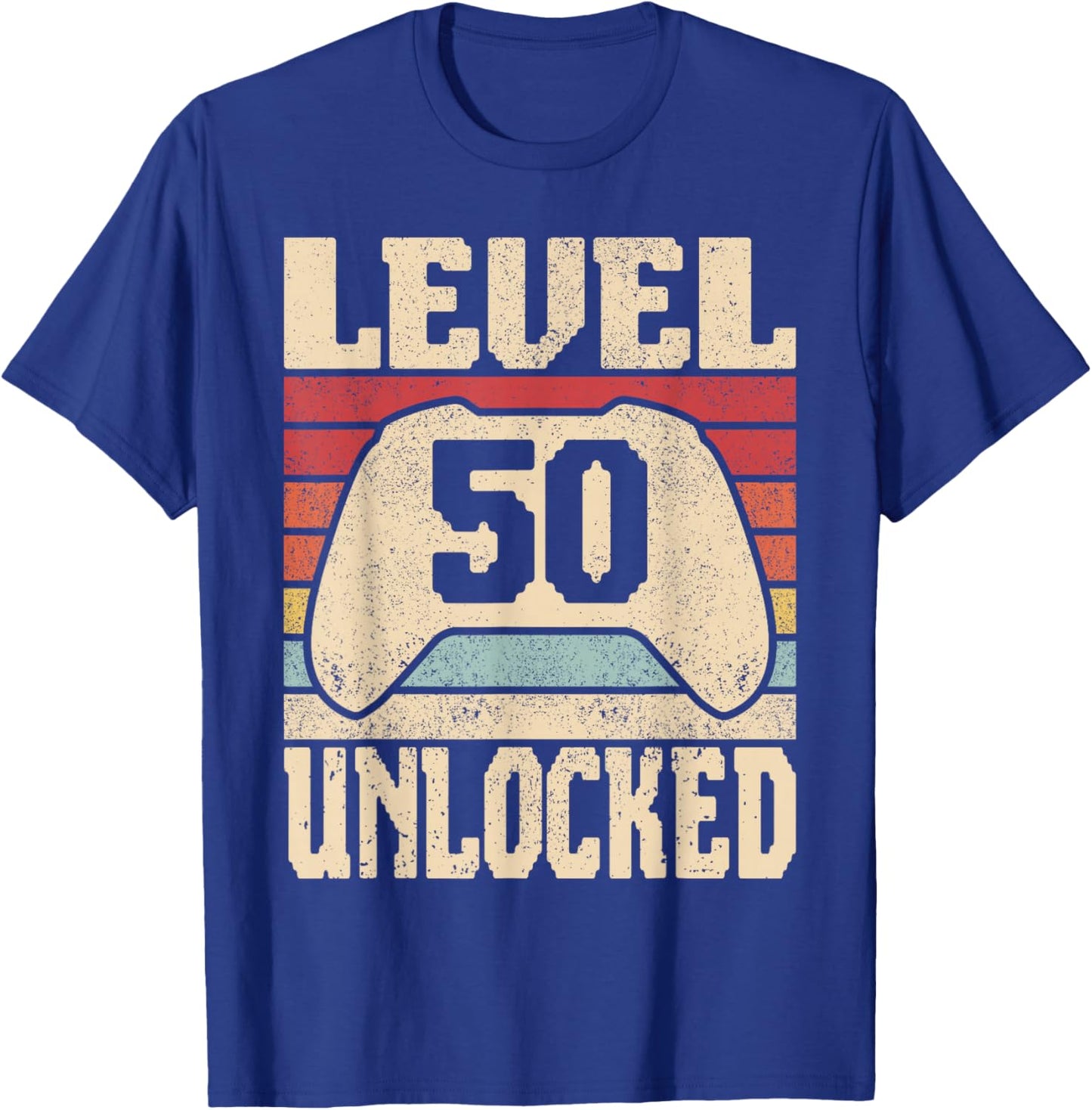Level 50 Unlocked 50 Year Old Men Women Outfit 50th Birthday T-Shirt - T-Shirt | Royal