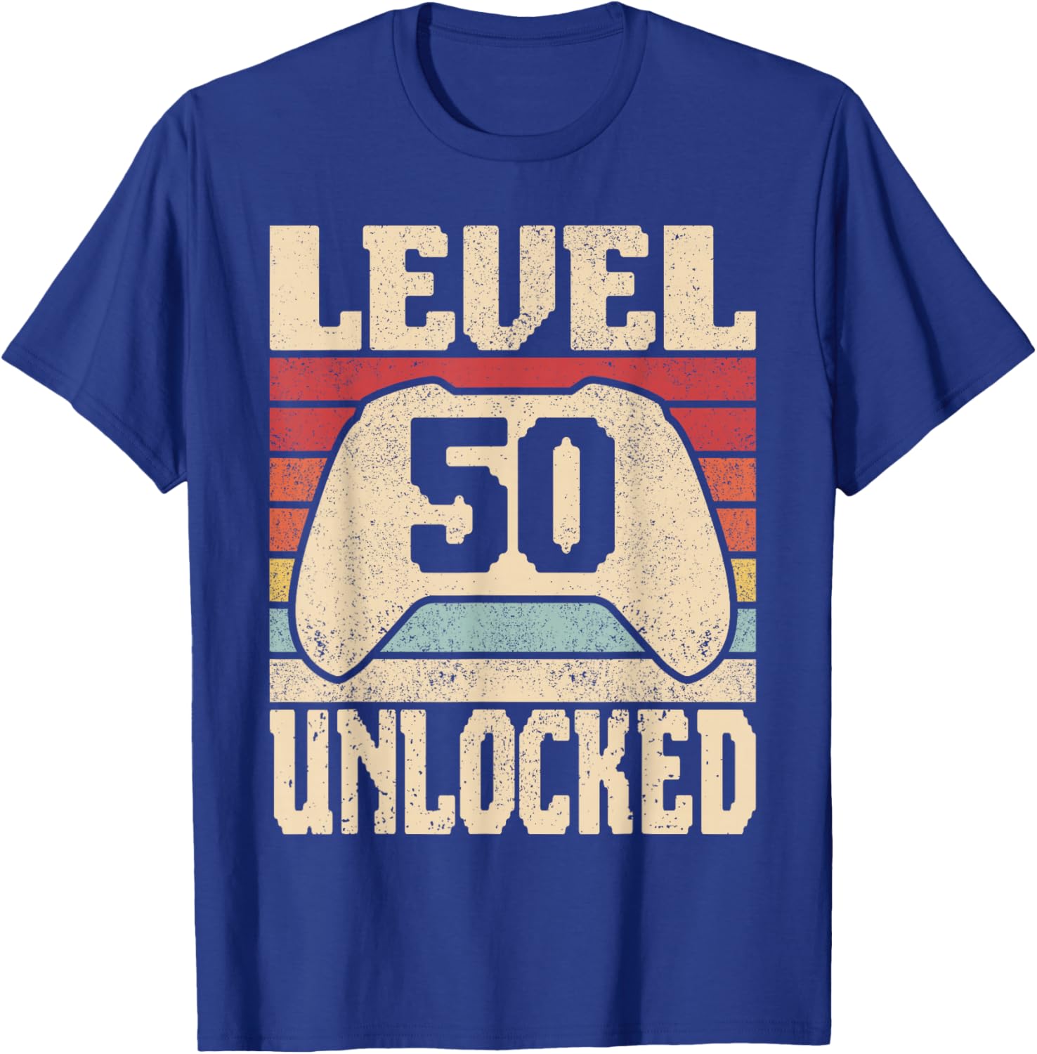 Level 50 Unlocked 50 Year Old Men Women Outfit 50th Birthday T-Shirt - T-Shirt | Royal