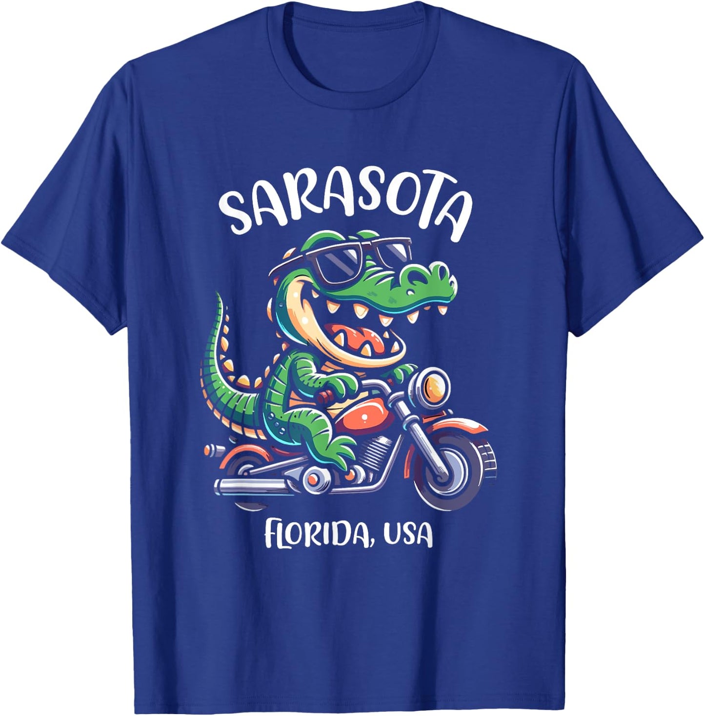 Sarasota Florida USA Fun Alligator Cartoon Design T-Shirt - T-Shirt | Royal