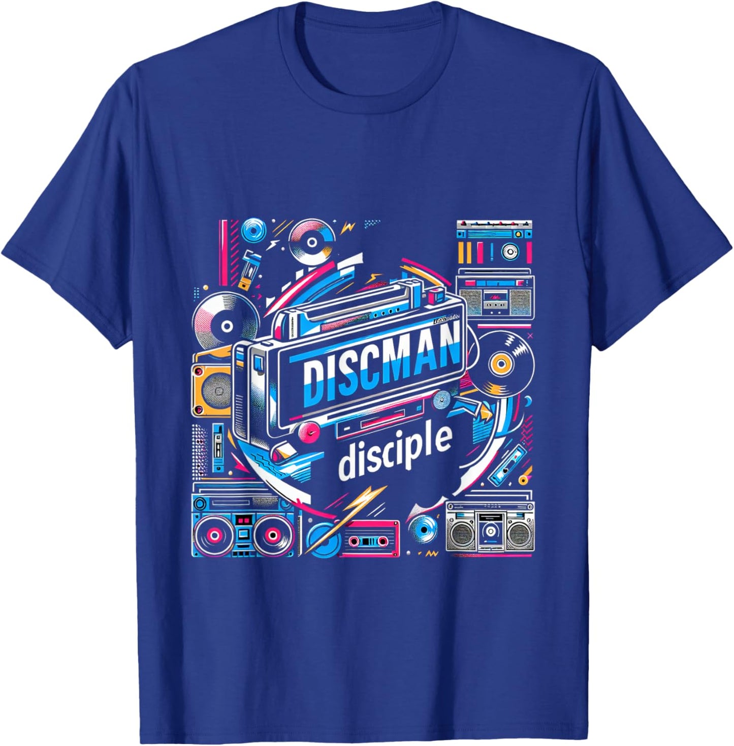 Discman Disciple Portable CD Player 90s Music Fan T-Shirt - T-Shirt | Royal