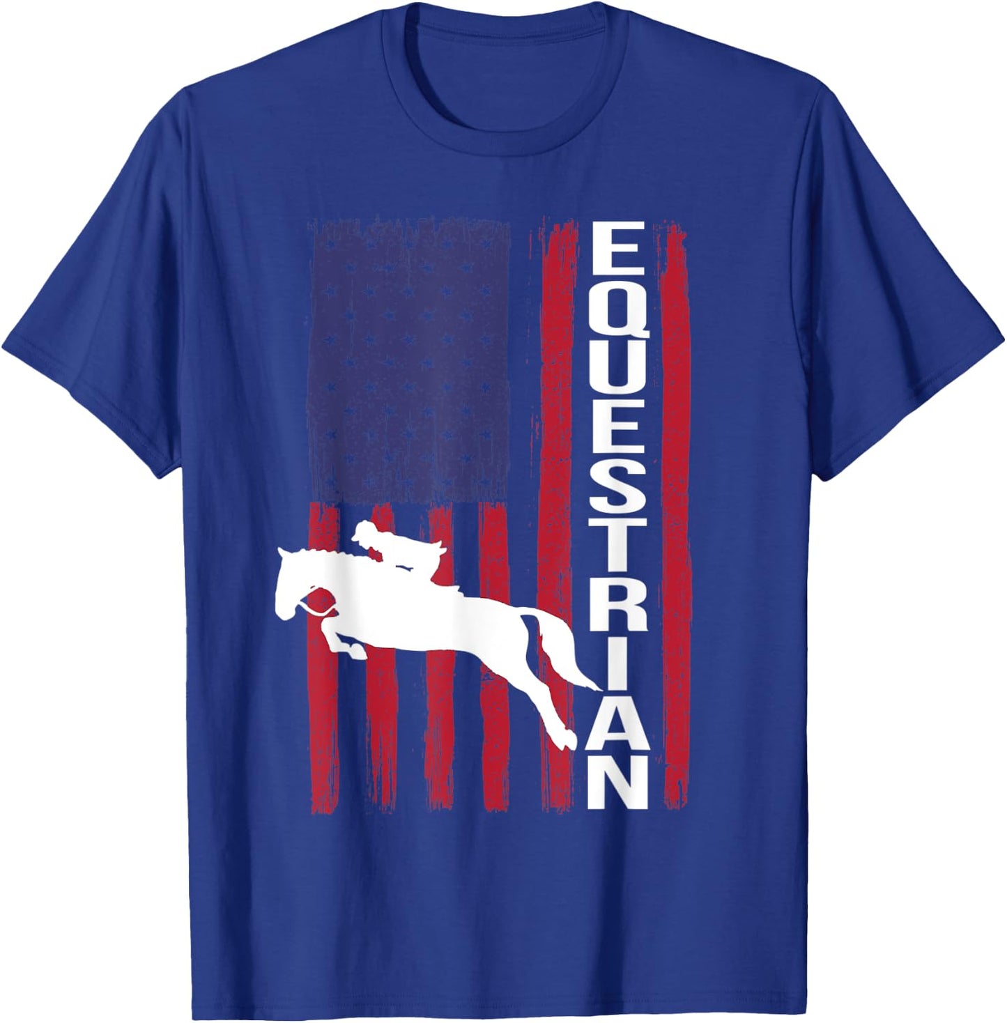 Equestrian Eventing Horse Show Jumping Sport USA Flag T-Shirt - T-Shirt | Royal