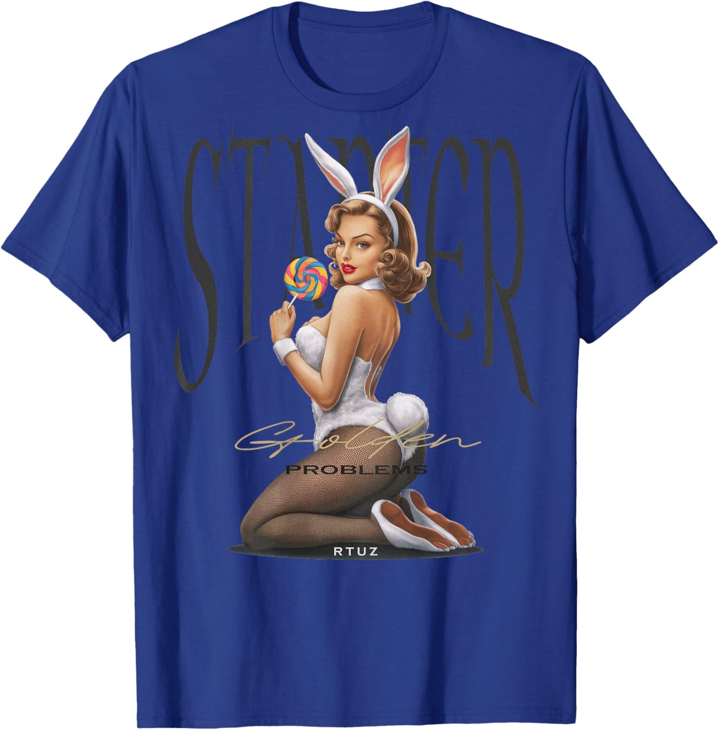 Hip Hop Vintage Hipster Edgy Urban Y2K Back Print Streetwear T-Shirt - T-Shirt | Royal
