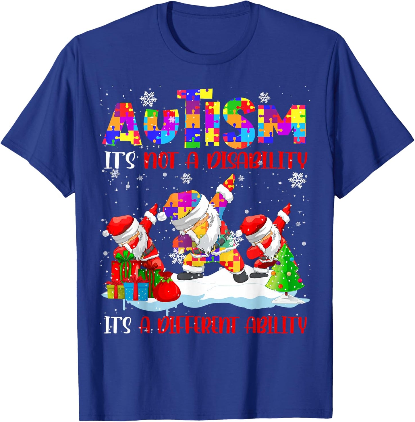 Autism It's Not A Disability Dabbing Santa Christmas Autism T-Shirt - T-Shirt | Royal