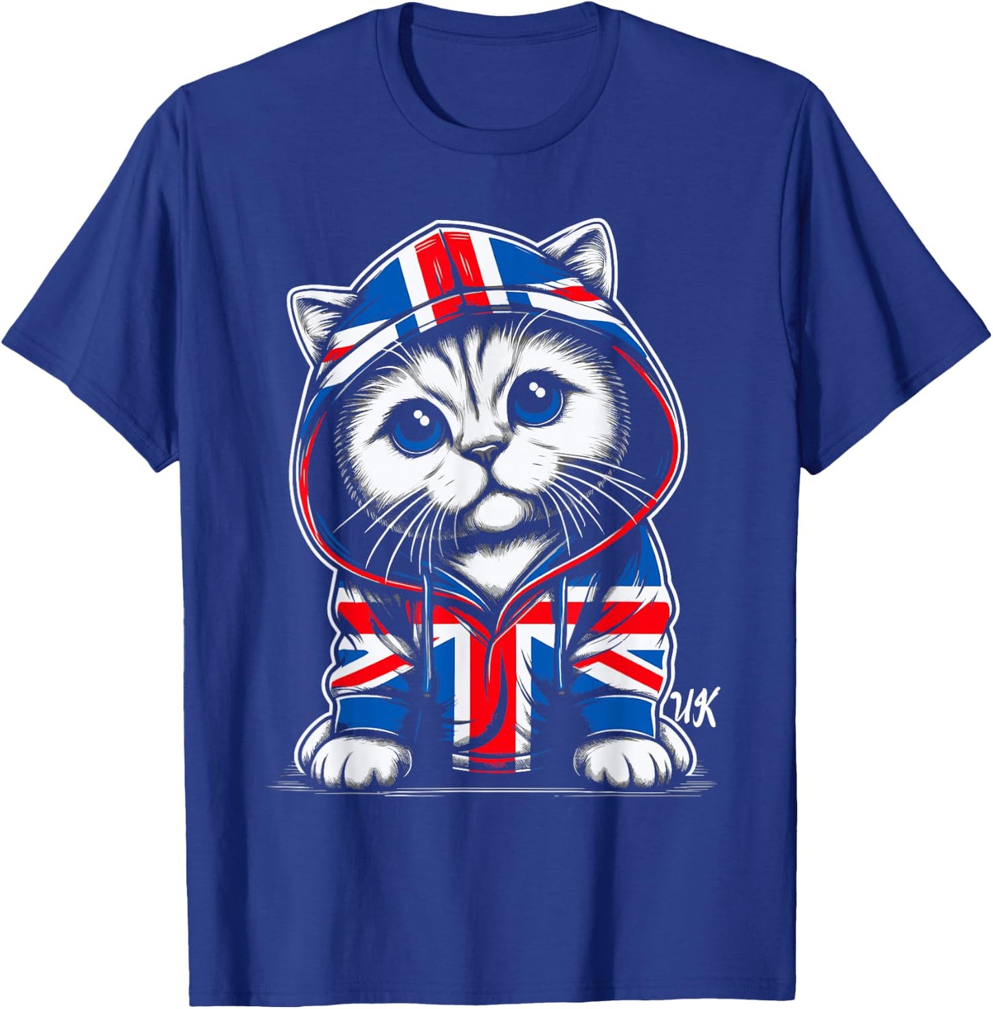 Cat UK British Flag England T-Shirt - T-Shirt | Royal