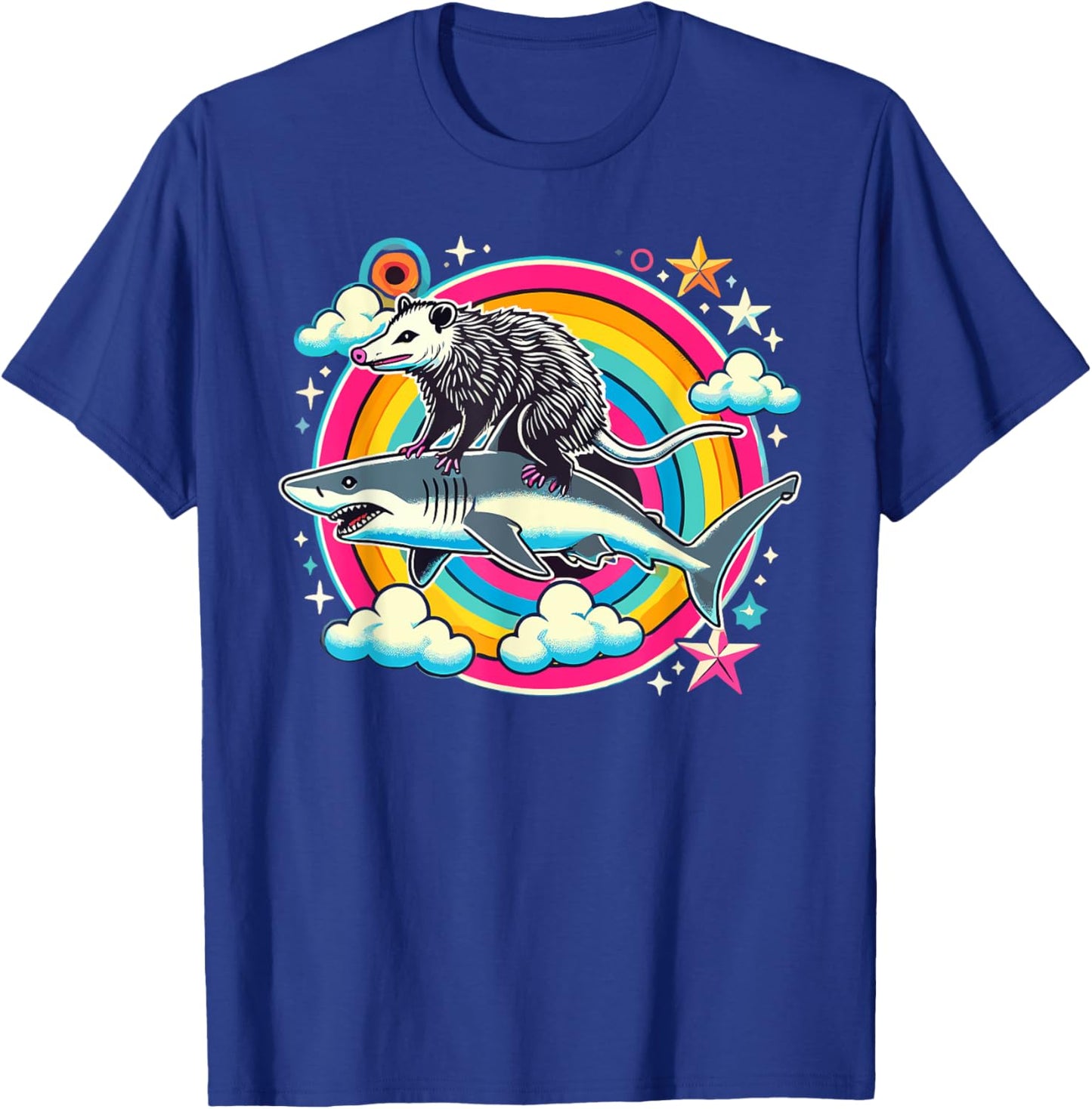 Opossum Riding Shark Funny Graphic Possum T-Shirt - T-Shirt | Royal