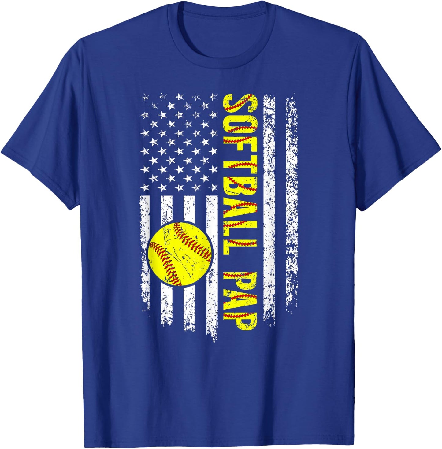 Softball Pap Grandpa US Flag Pap Of A Softball Player Pap T-Shirt - T-Shirt | Royal