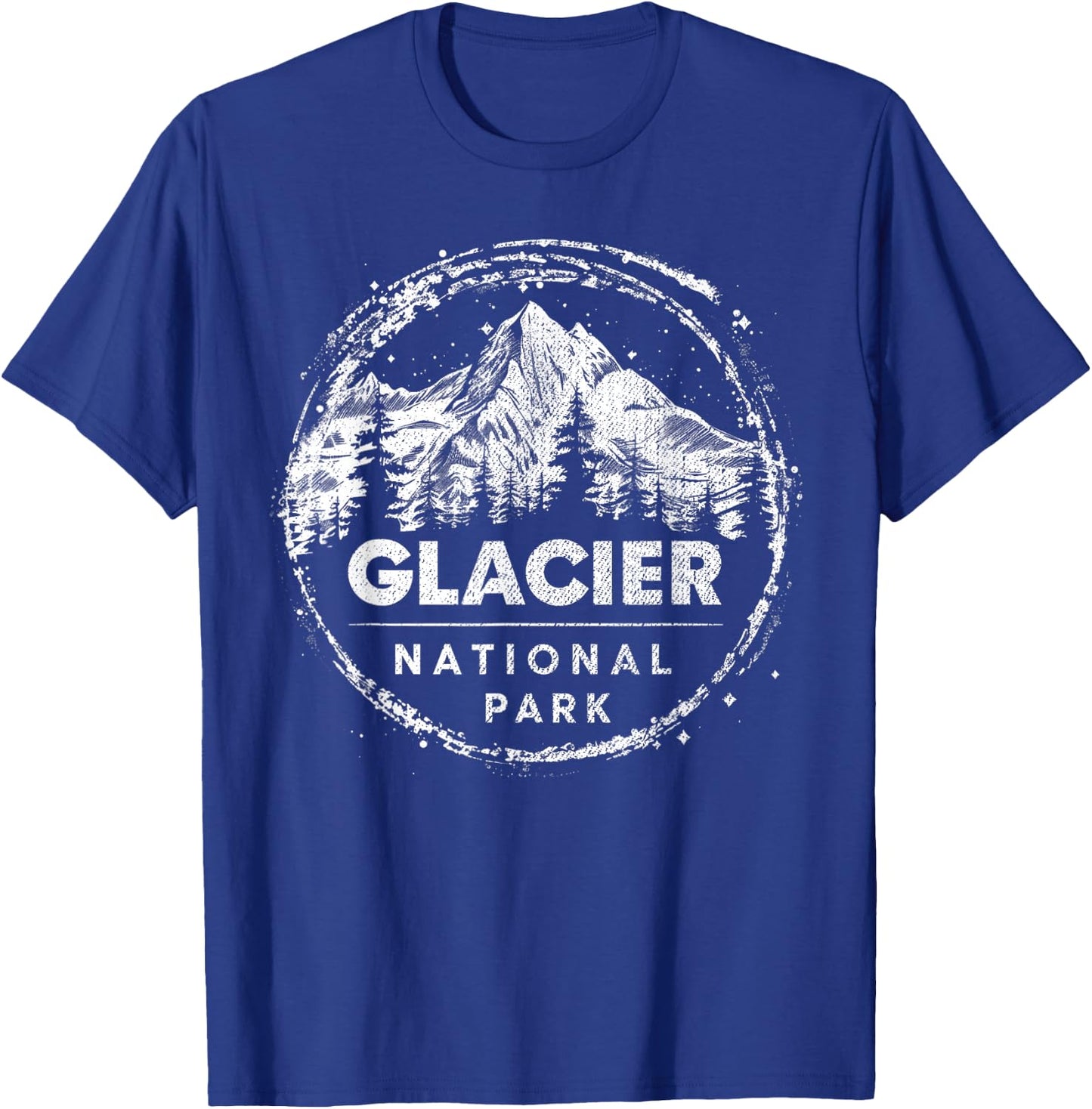 Glacier - US National Park Vintage Men Women Kids Retro T-Shirt - T-Shirt | Royal