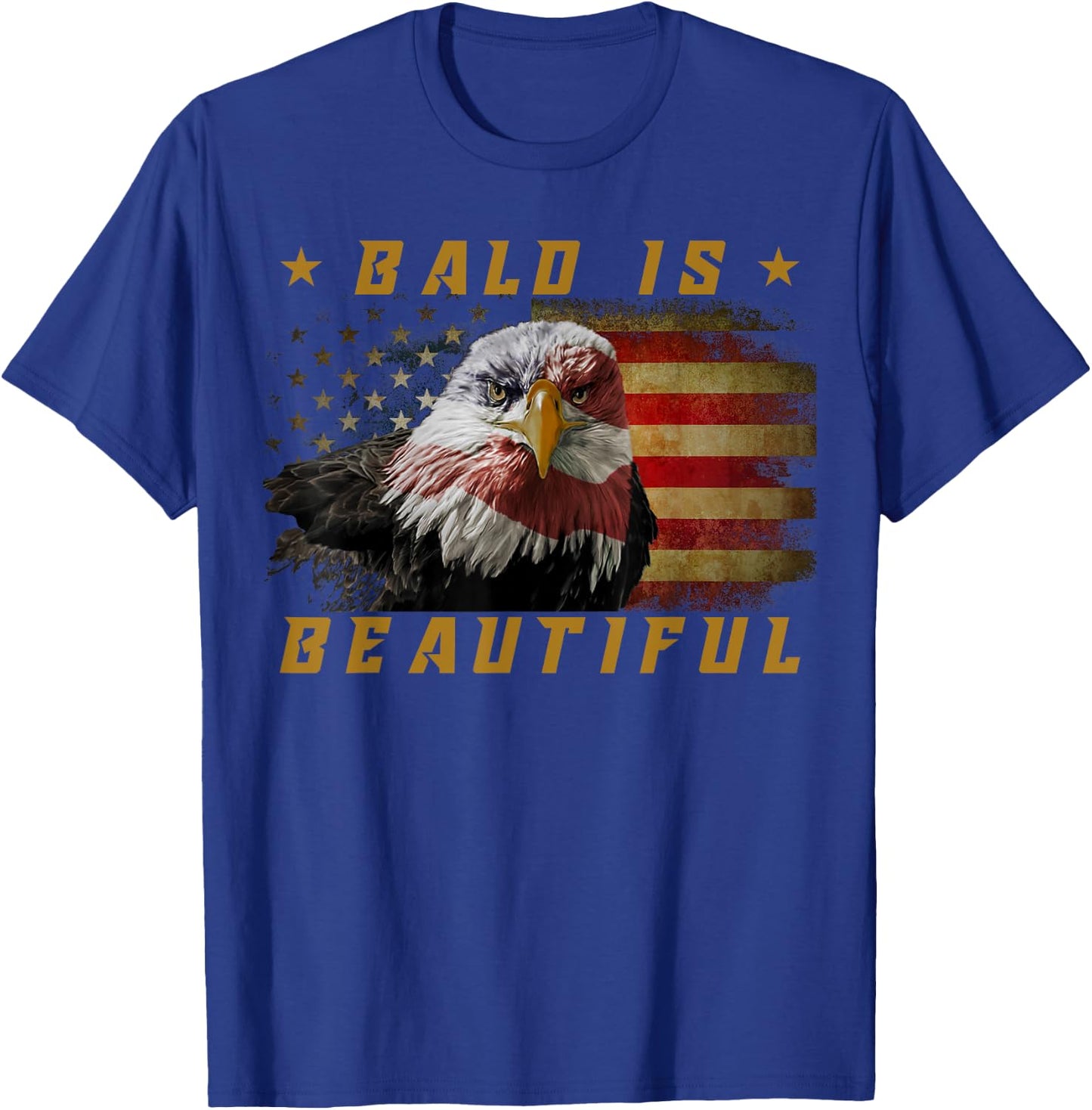 Bald Is Beautiful 4th of July Independence Day USA Eagle T-Shirt - T-Shirt | Royal