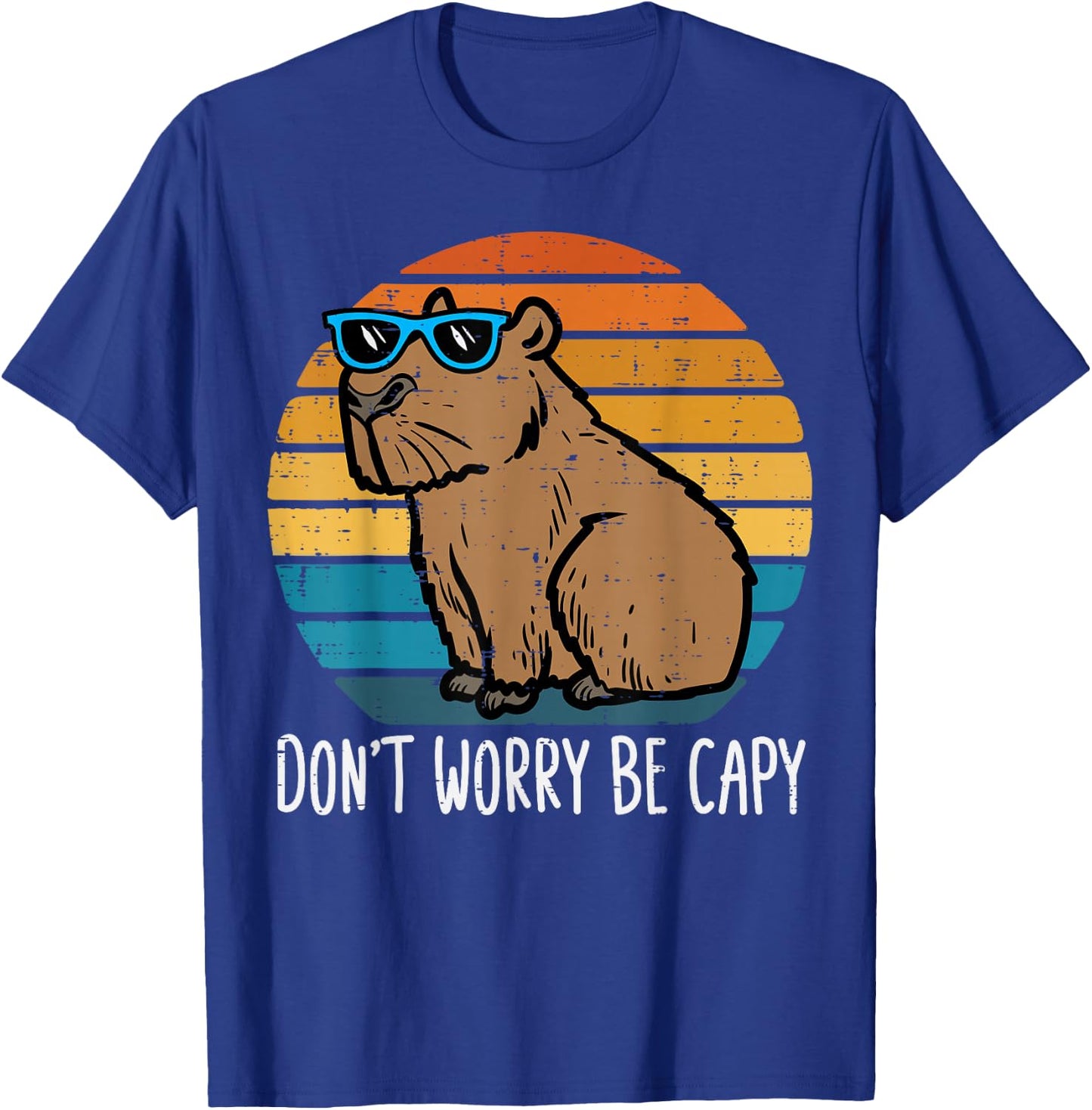 Dont Worry Be Capy Capybara Retro Men Boys Kids Youth Women T-Shirt - T-Shirt | Royal