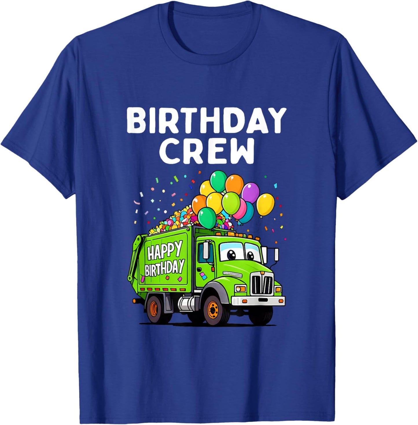 Birthday Crew Boys Garbage Truck Bday Family Matching Kids T-Shirt - T-Shirt | Royal