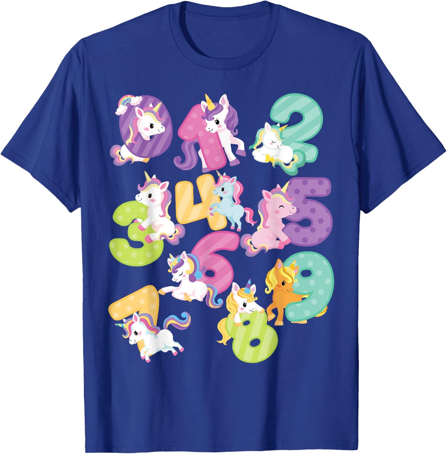 Cute happy unicorn Numbers Math day back to school kids gift T-Shirt - T-Shirt | Royal