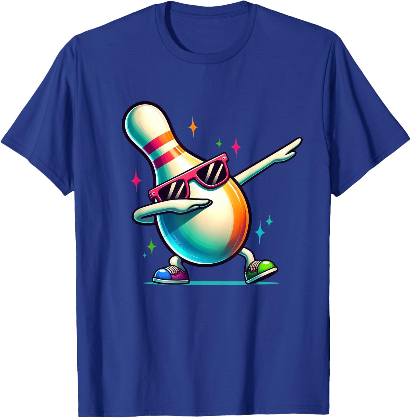 Bowling Pin Dabbing Sunglasses Bowler Player Kids Boys Men T-Shirt - T-Shirt | Royal