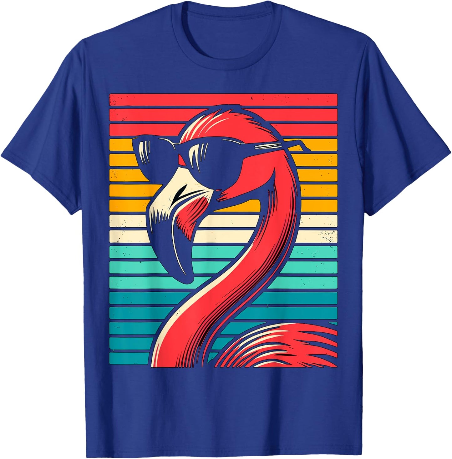 cool Flamingo with Sunglasses 70s 80s 90s Party Retro T-Shirt - T-Shirt | Royal