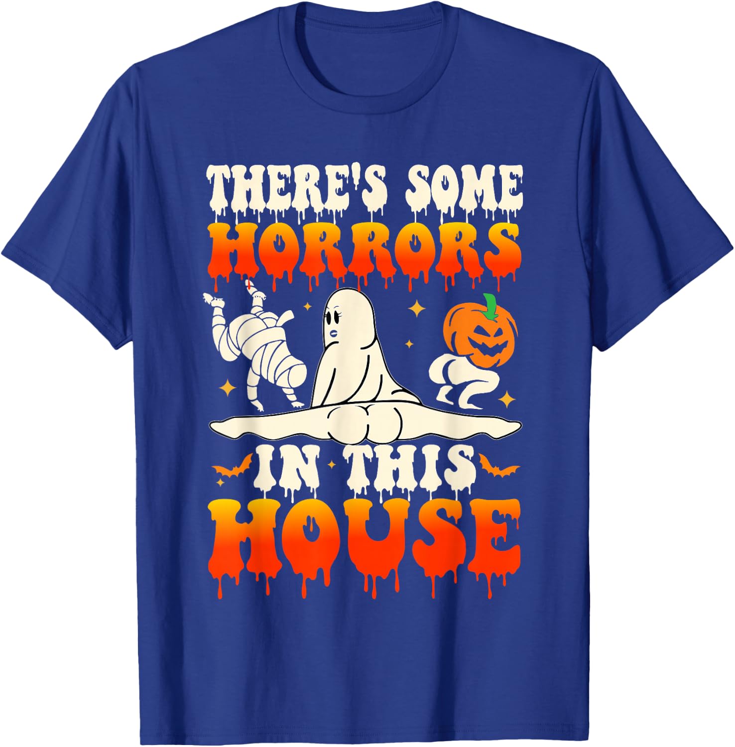 There's Some Horrors In This House Funny Ghost Halloween T-Shirt - T-Shirt | Royal