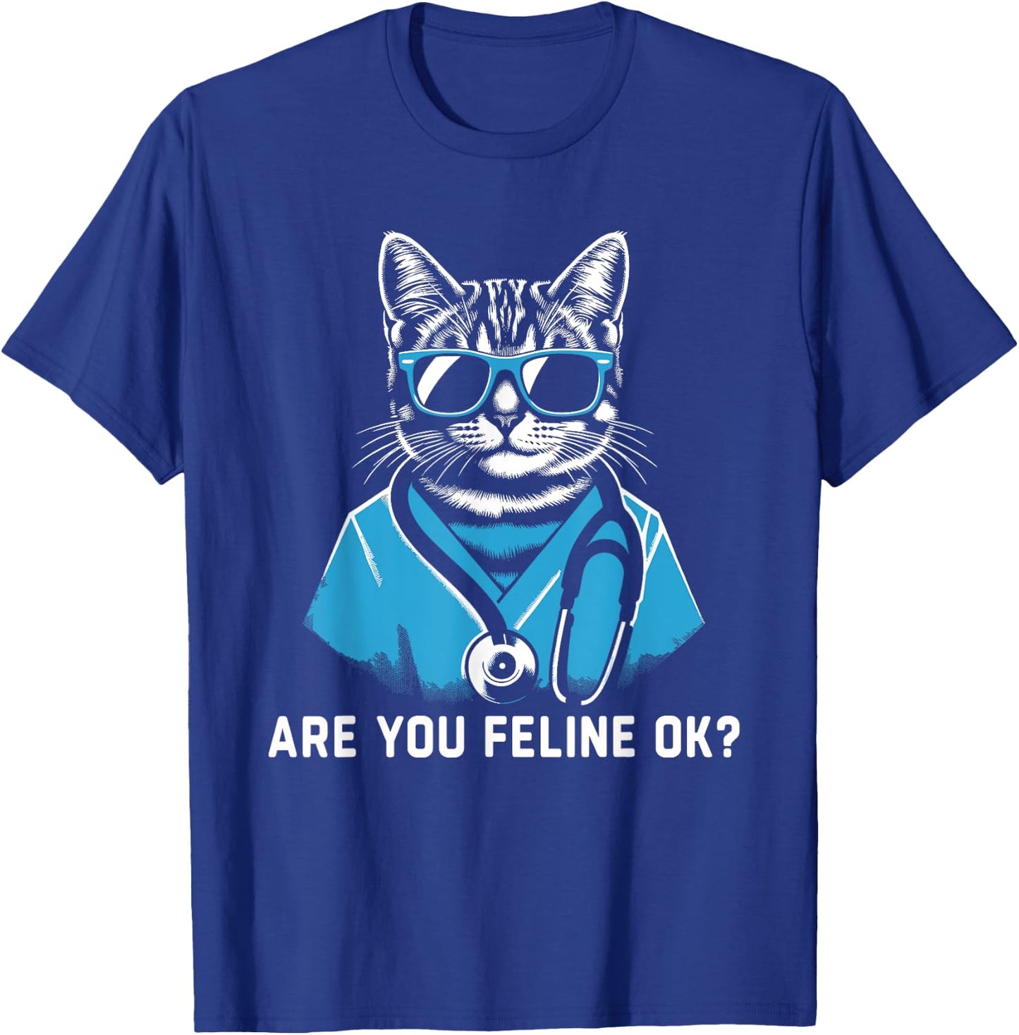 Retro Cat Nurse Gifts Nurse Week Gifts Men Women Funny Nurse T-Shirt - T-Shirt | Royal