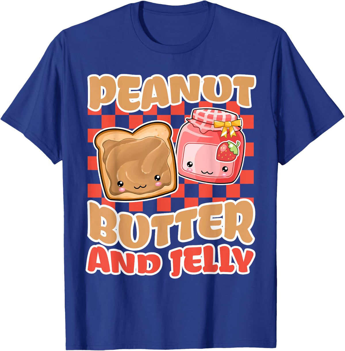 Kawaii Peanut Butter Jelly Strawberry Retro Matching Couples T-Shirt - T-Shirt | Royal