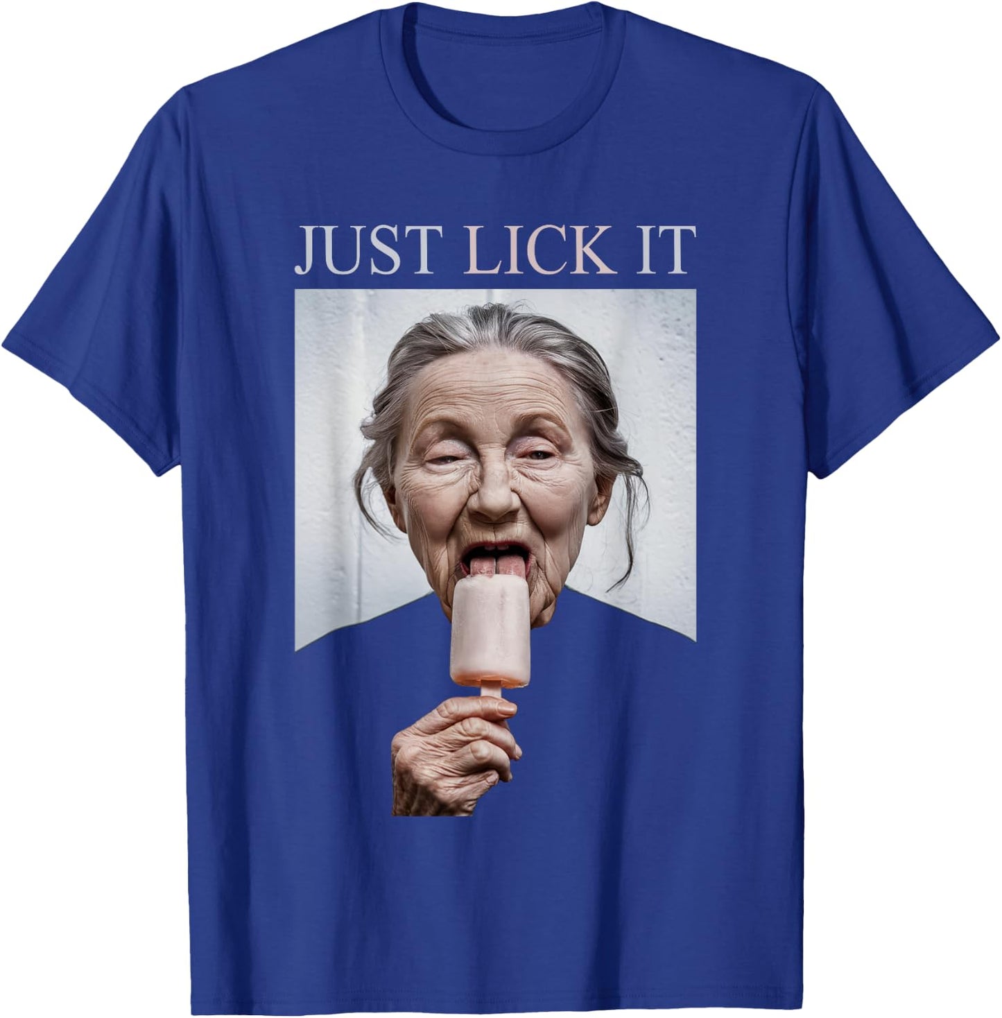 Granny Licking Popsicle, Just Lick It, Funny Summer T-Shirt - T-Shirt | Royal