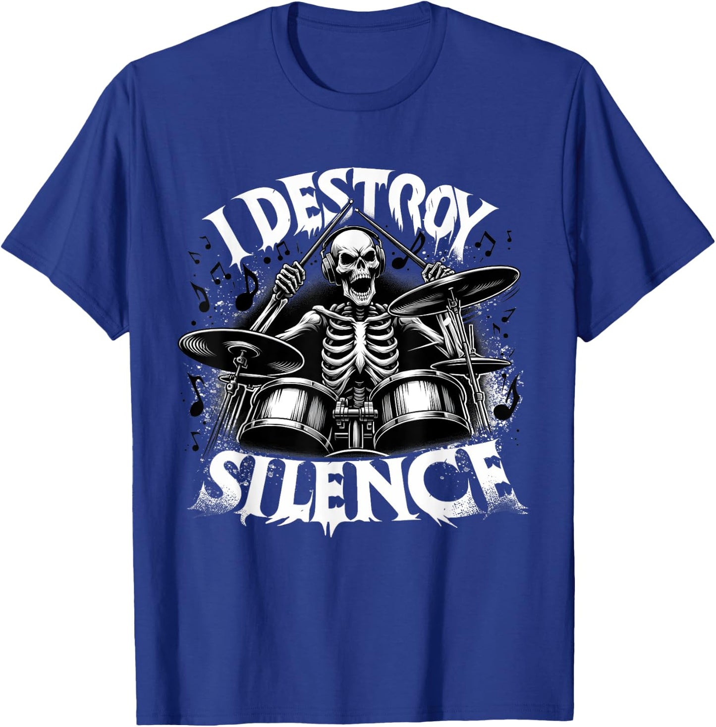 Skeleton Playing Drums - Skull Lover Halloween Costume T-Shirt - T-Shirt | Royal