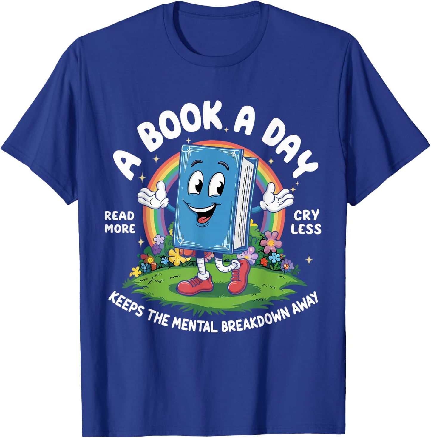 A Book A Day Keeps The Mental Breakdown Away Kids Retro T-Shirt - T-Shirt | Royal