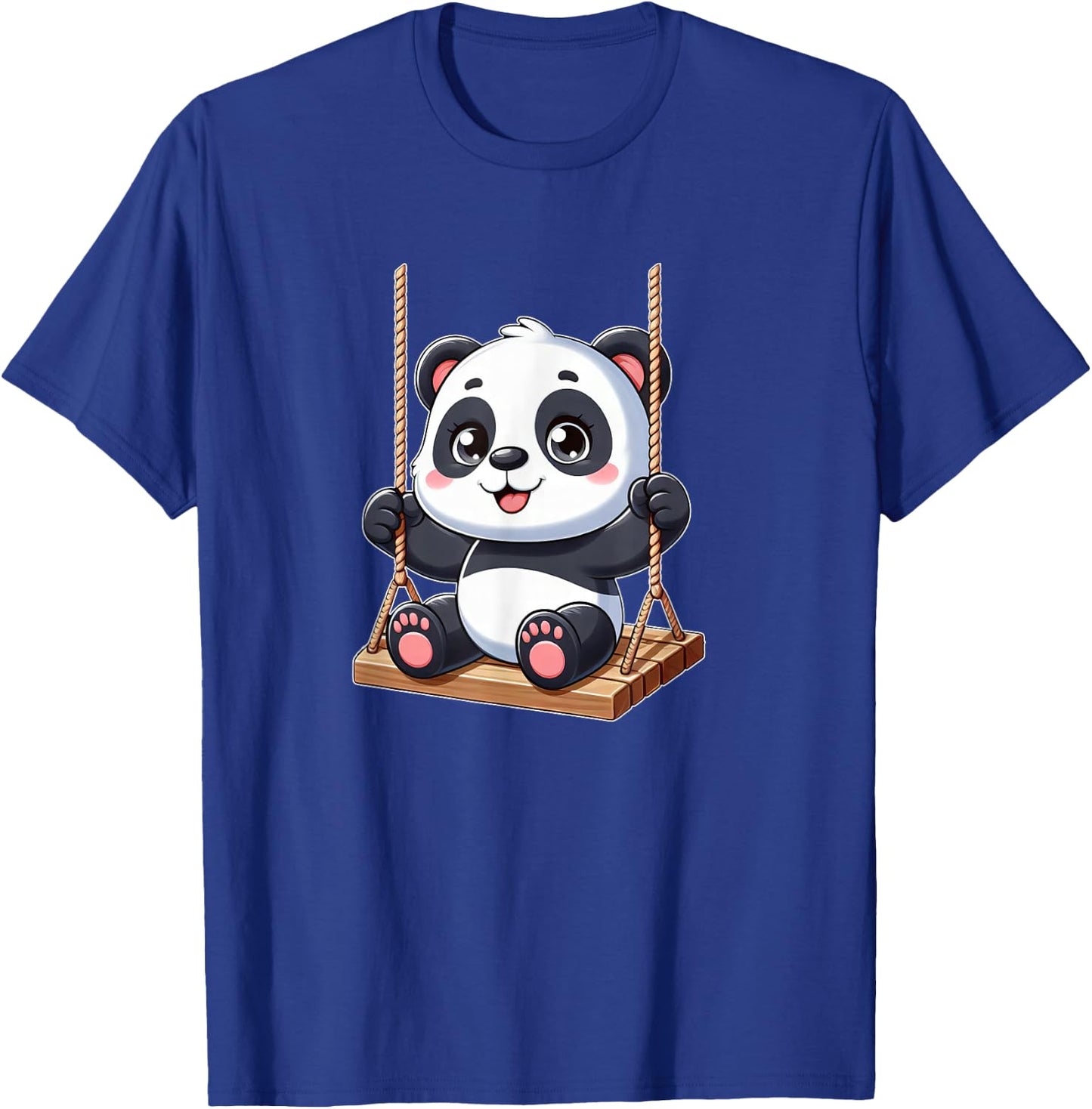 Cute Panda on Swing Playground Fun T-Shirt - T-Shirt | Royal