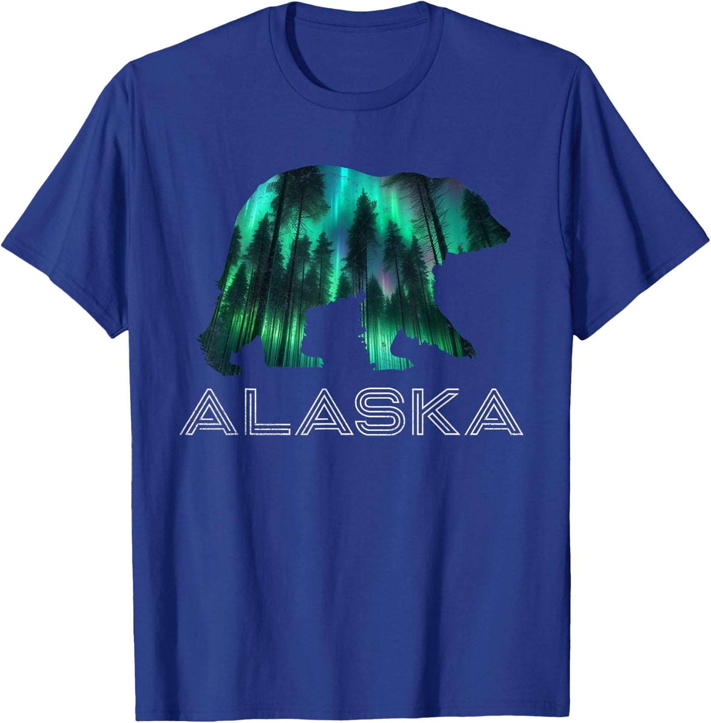 Alaskan Grizzly Bear Alaska Northern Lights Souvenir T-Shirt - T-Shirt | Royal