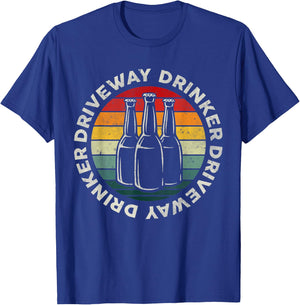 Vintage Retro Driveway Drinker Beer Drinking Funny Party Gif T-Shirt - T-Shirt | Royal