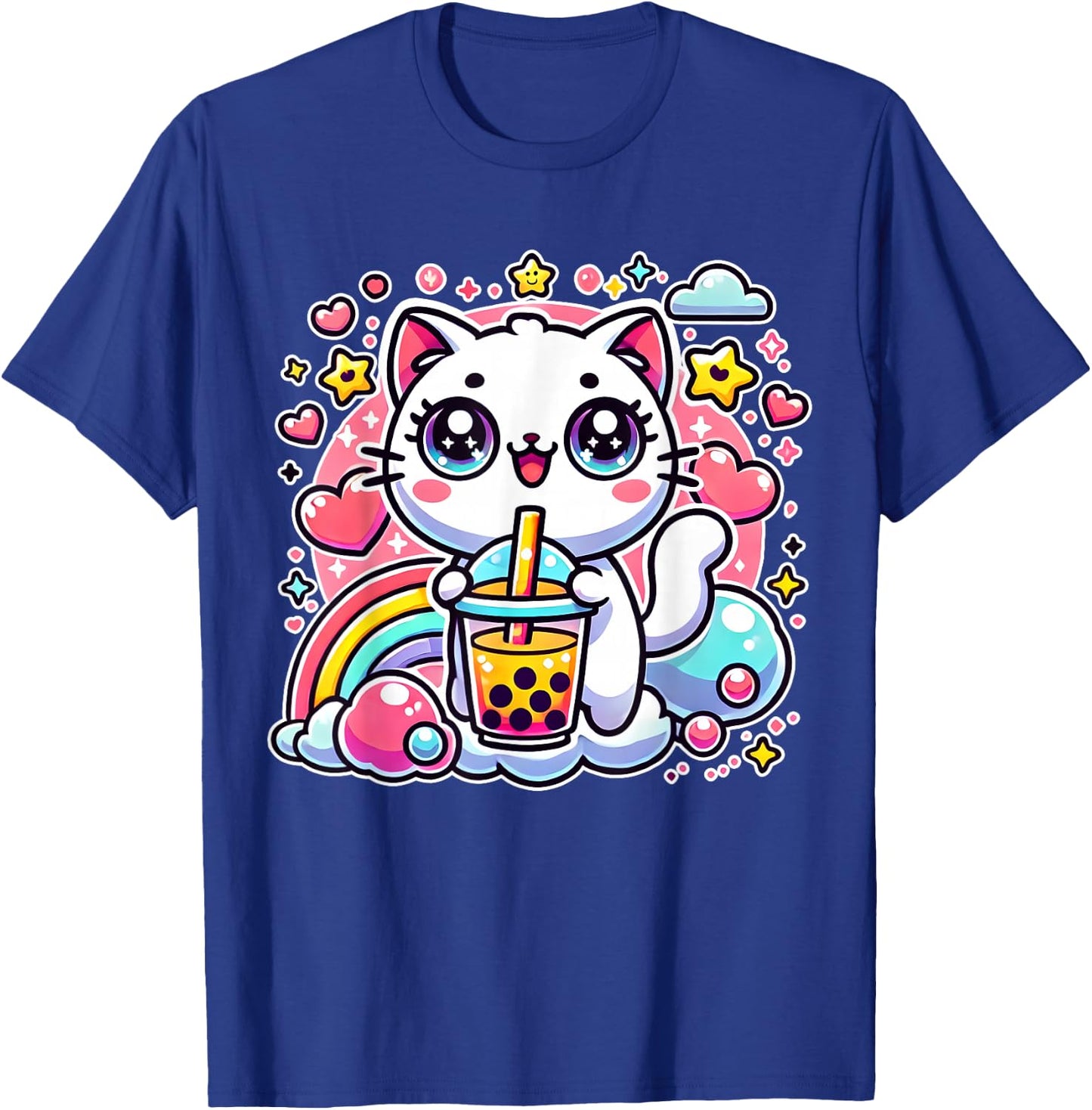 Cute Cat Boba Tea Bubble Tea Anime Kawaii Neko Gift T-Shirt - T-Shirt | Royal