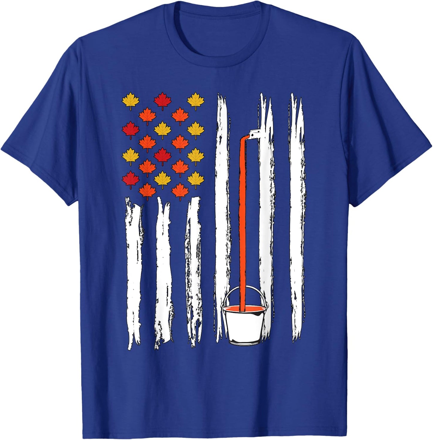Maple Tapping Flag Sugaring National Maple Syrup Day T-Shirt - T-Shirt | Royal