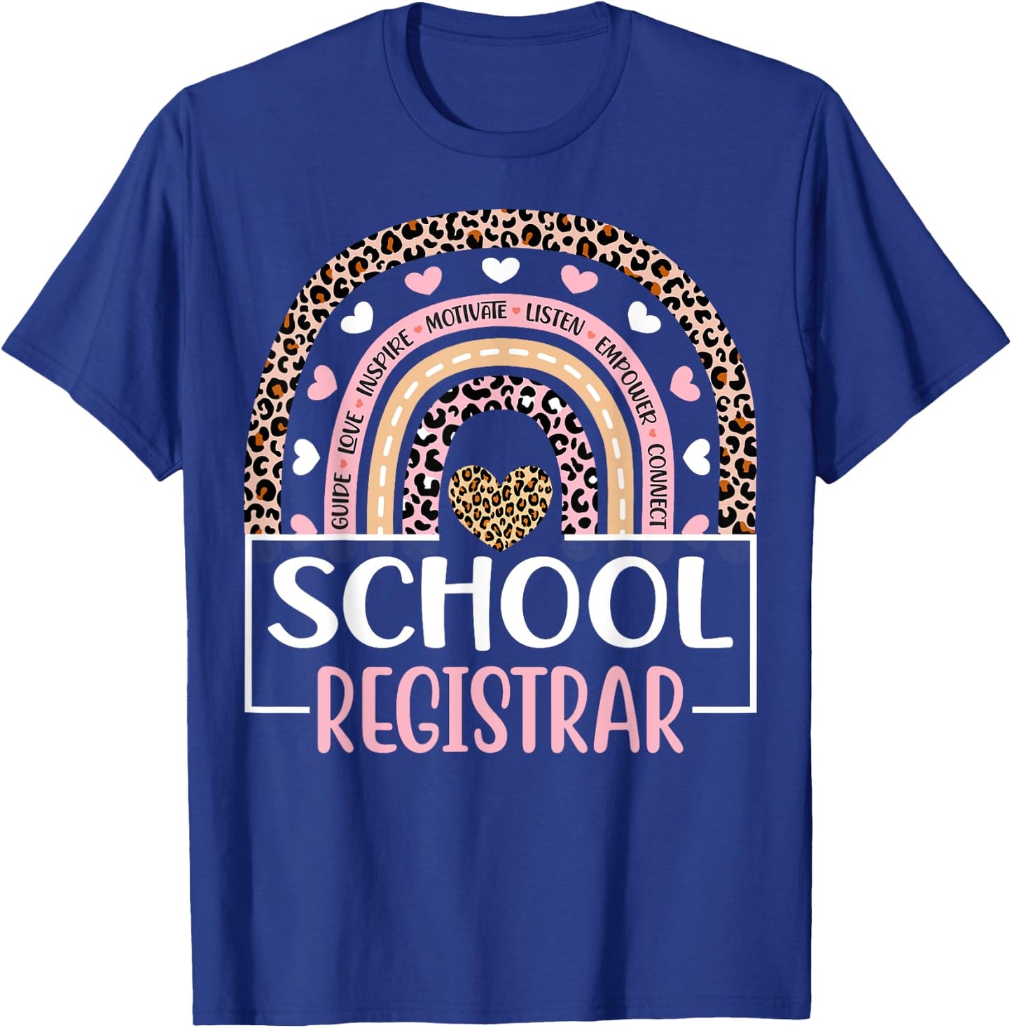 Funny School Registrar Rainbow Leopard Print Registrar T-Shirt - T-Shirt | Royal