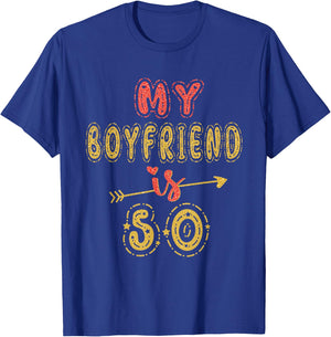 My Boyfriend Is 50 Years Old 50th Birthday Idea T-Shirt - T-Shirt | Royal