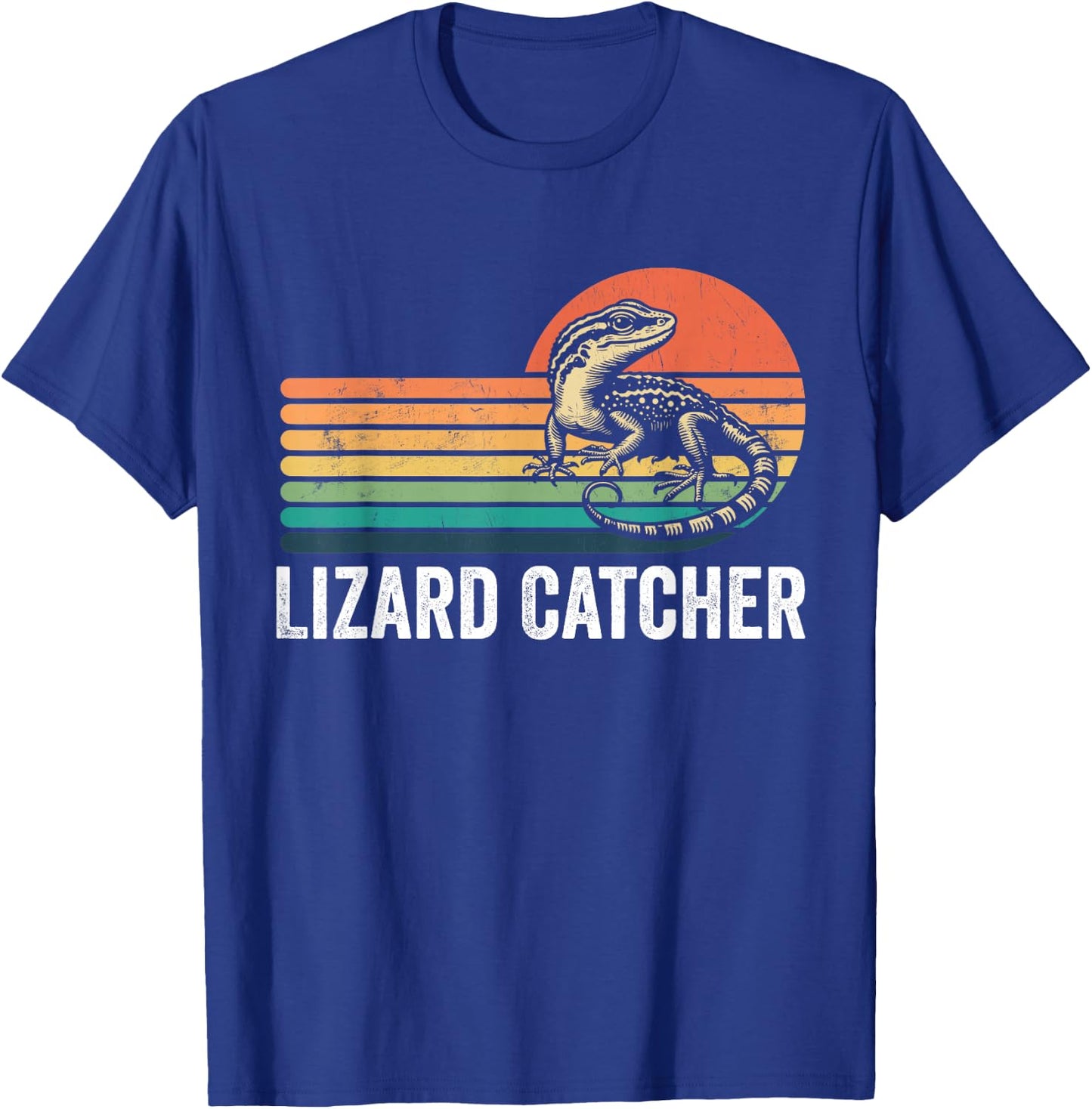 Professional Lizard Catcher Funny Retro Gecko Lizard Hunter T-Shirt - T-Shirt | Royal