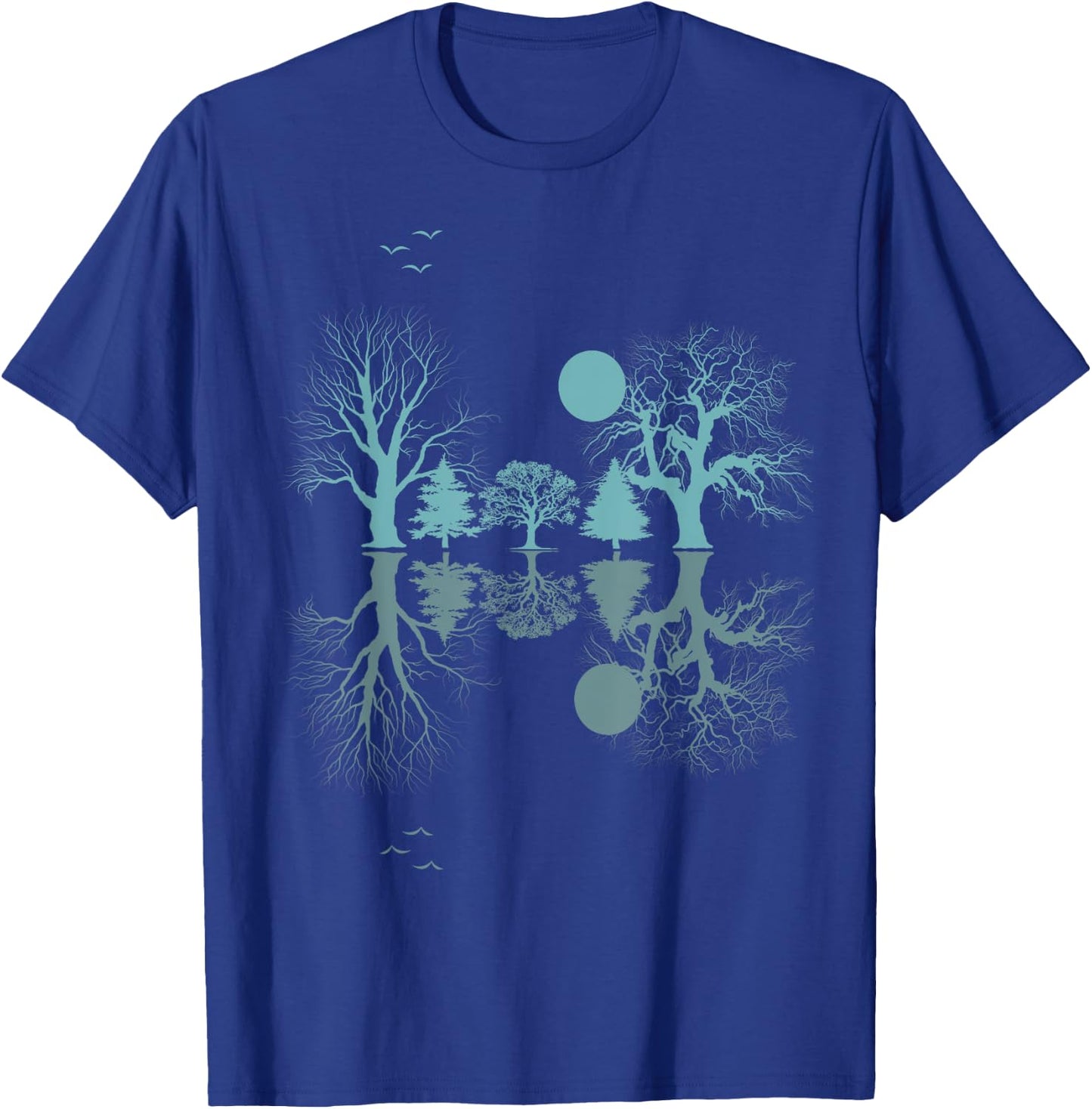 Wildlife Trees Outdoors Nature Retro Forest Vintage Graphic T-Shirt - T-Shirt | Royal