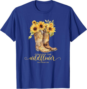 Christian Cowgirl Western Cowboy Sunflower Boots T-Shirt - T-Shirt | Royal
