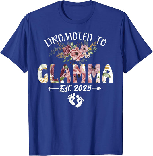 Promoted to Glamma Est 2025 Flower T-Shirt - T-Shirt | Royal