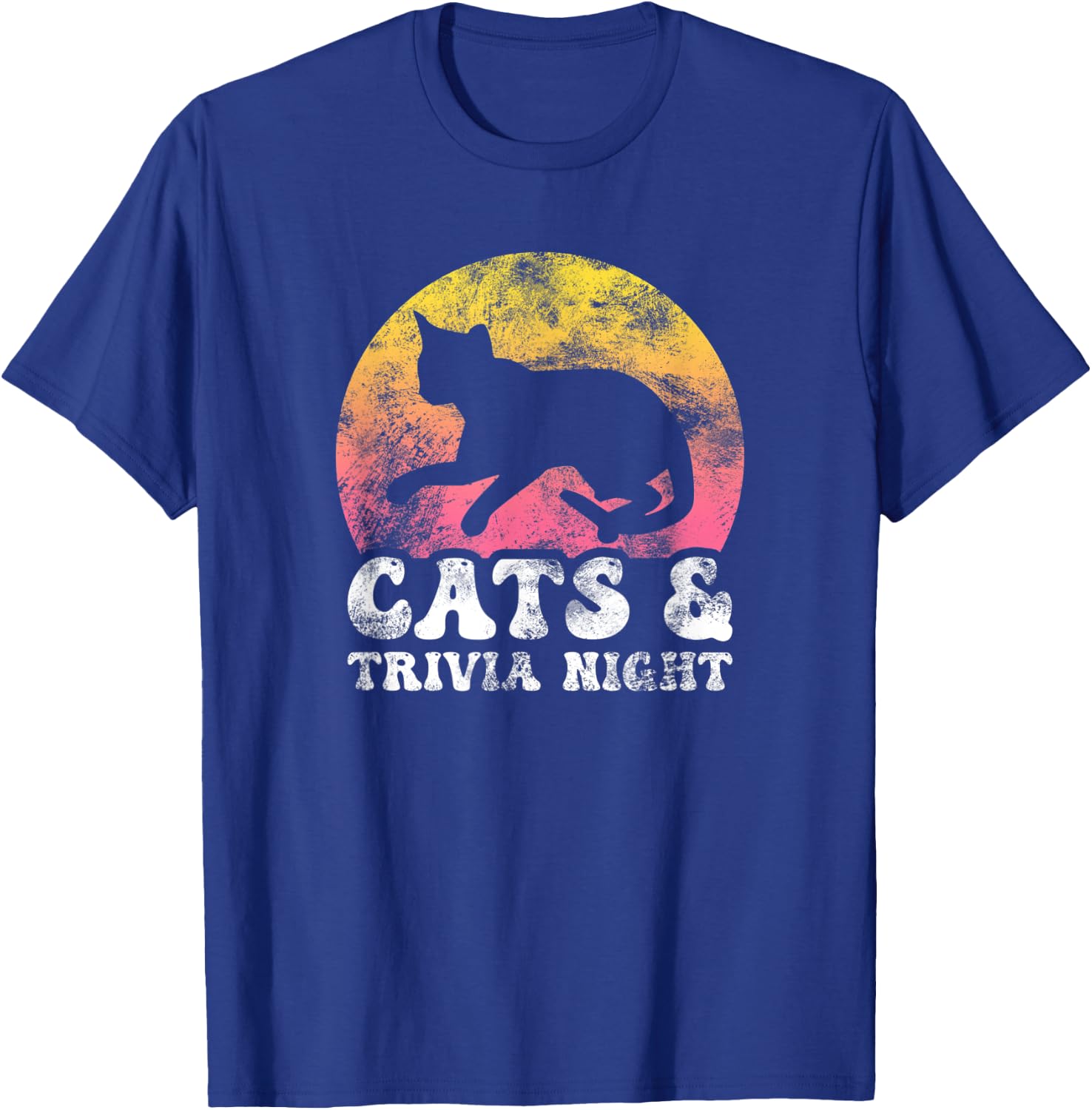 Funny Cats & Trivia Night Vintage Retro Hobby T-Shirt - T-Shirt | Royal