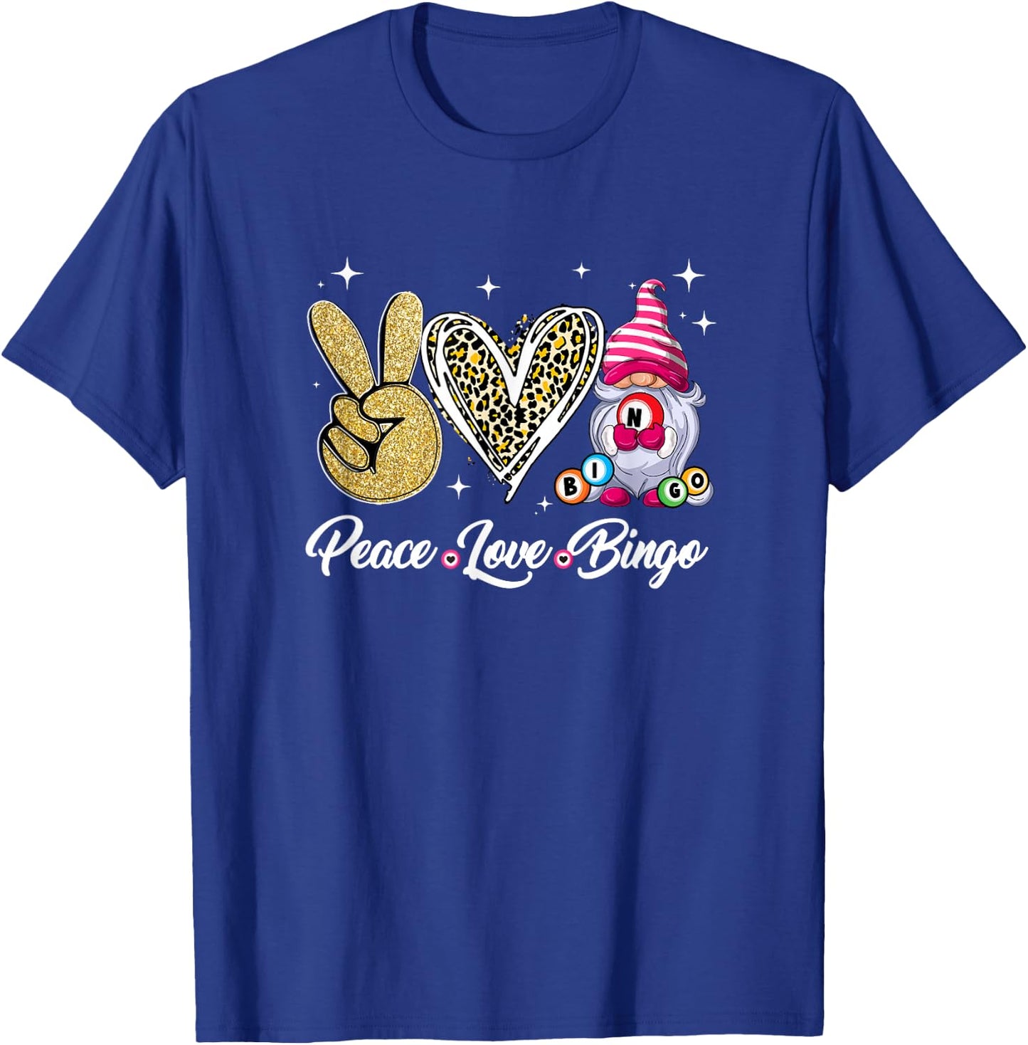 Peace Love Bingo Funny Lucky Design Bingo Gnome Lover Women T-Shirt - T-Shirt | Royal