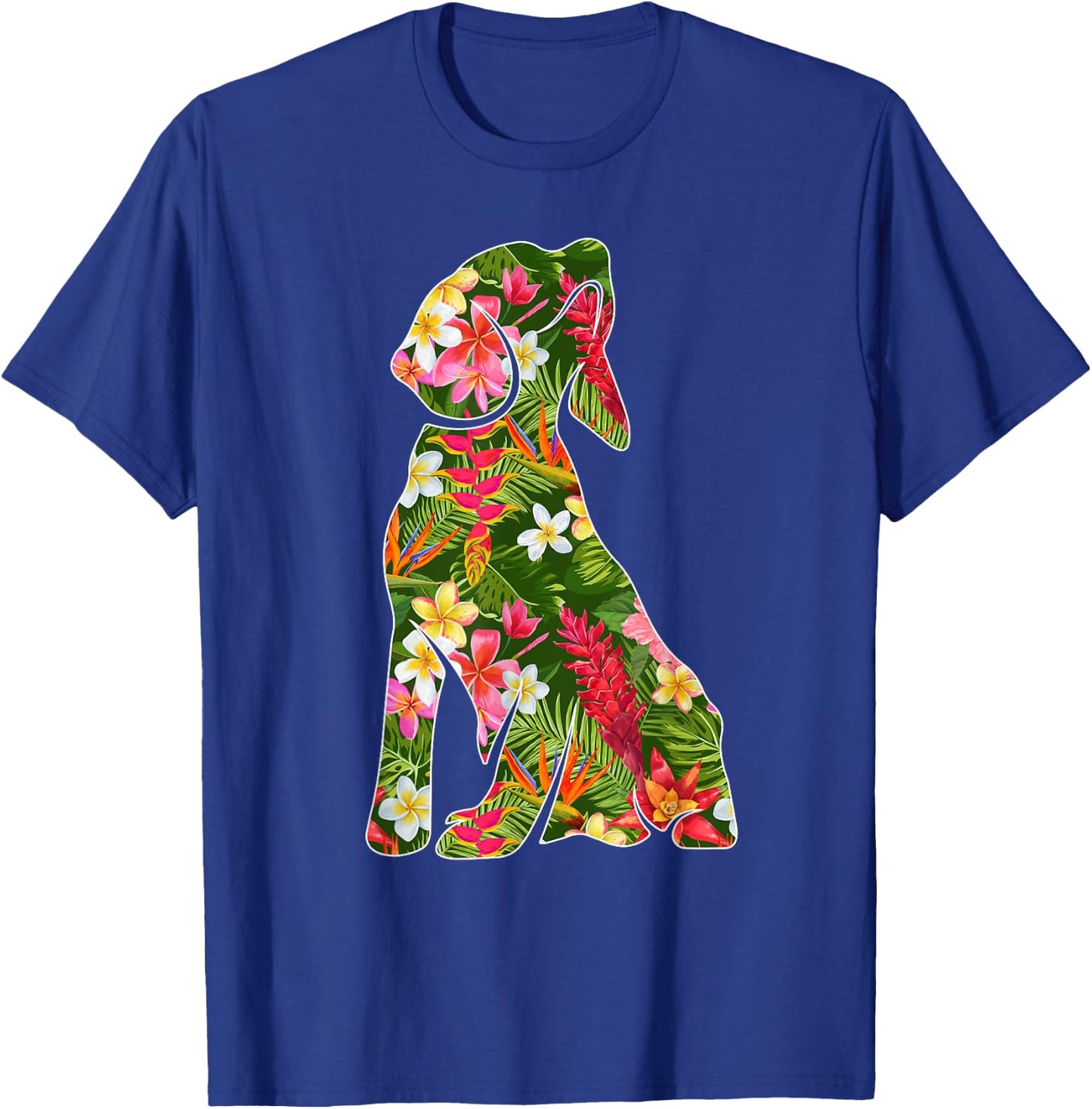 Funny Silhouette Of Beagle Dog Hawaiian Floral Summer Vibes Women Kids T-Shirt - T-Shirt | Royal