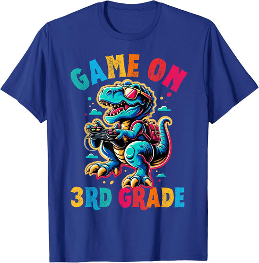 Dinosaur video games back to School 3rd grade boys Game on T-Shirt - T-Shirt | Royal