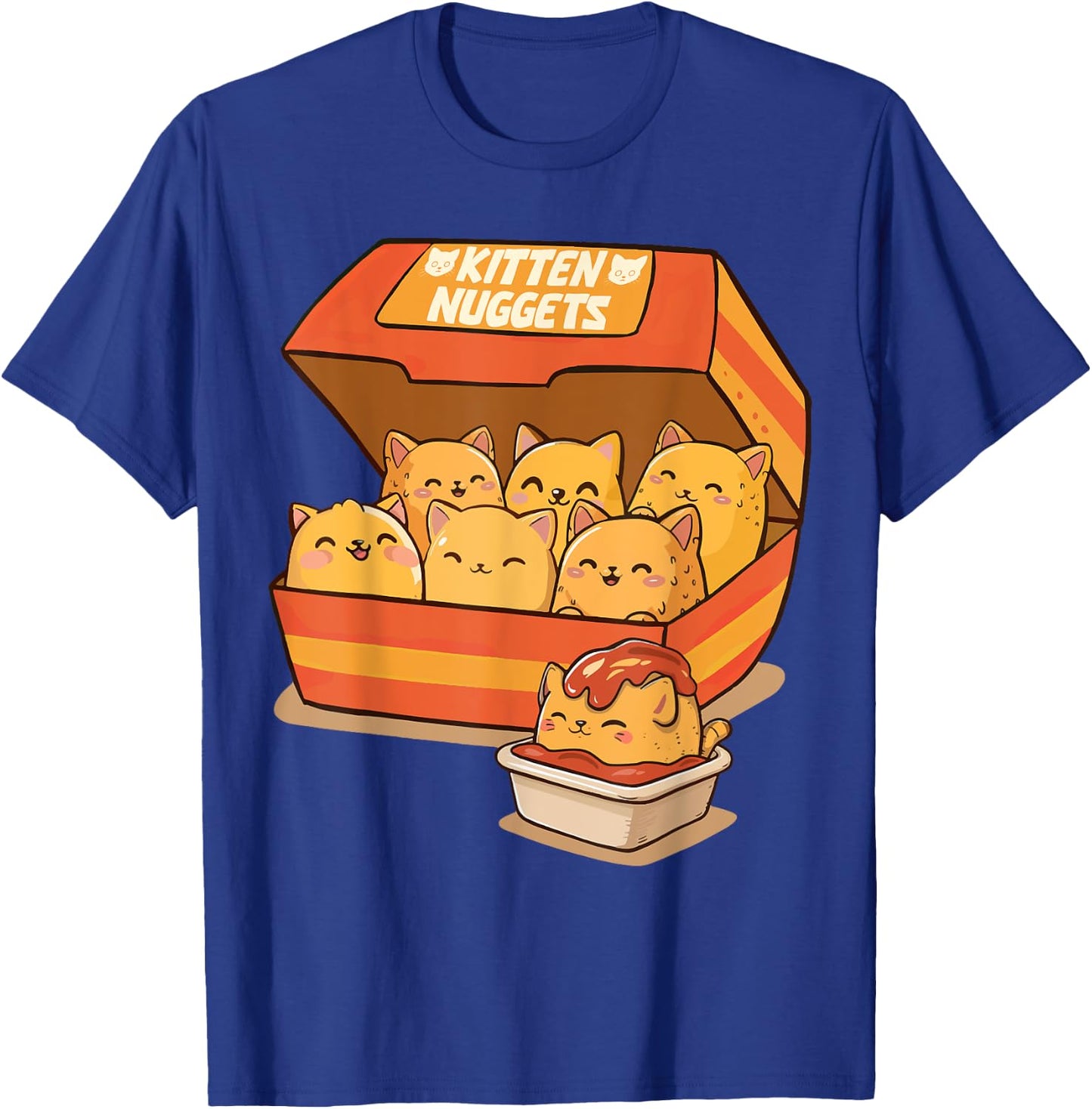 Cat Lover Fast Food Chicken Nuggets Cat Foodie Kitten Nuggets - -Adults & Kids - Black - Small - Short Sleeve - Cat Themed T-Shirt - T-Shirt | Royal
