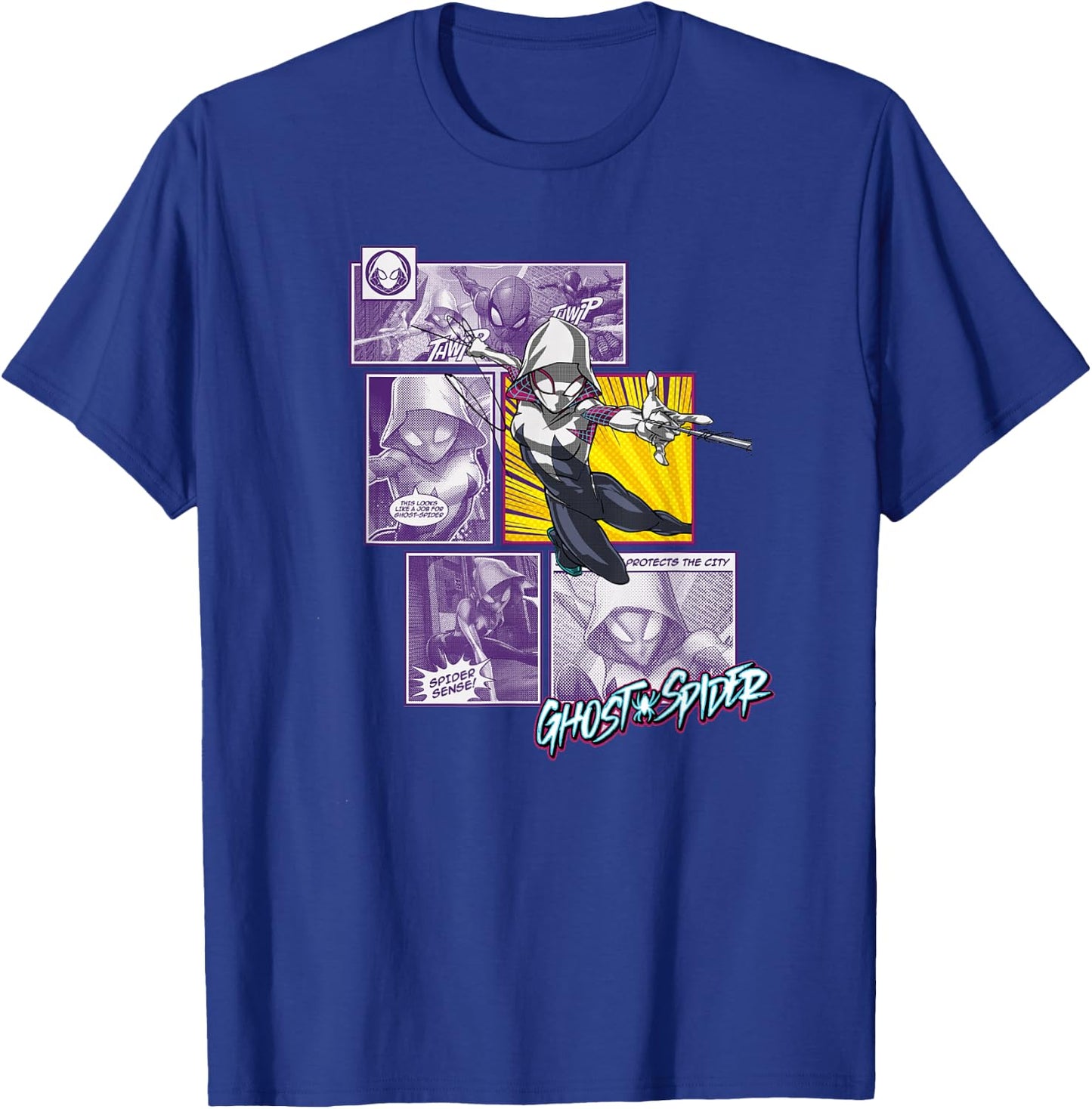 Marvel Comics Spider-Gwen Ghost-Spider Comic Panel T-Shirt - T-Shirt | Royal